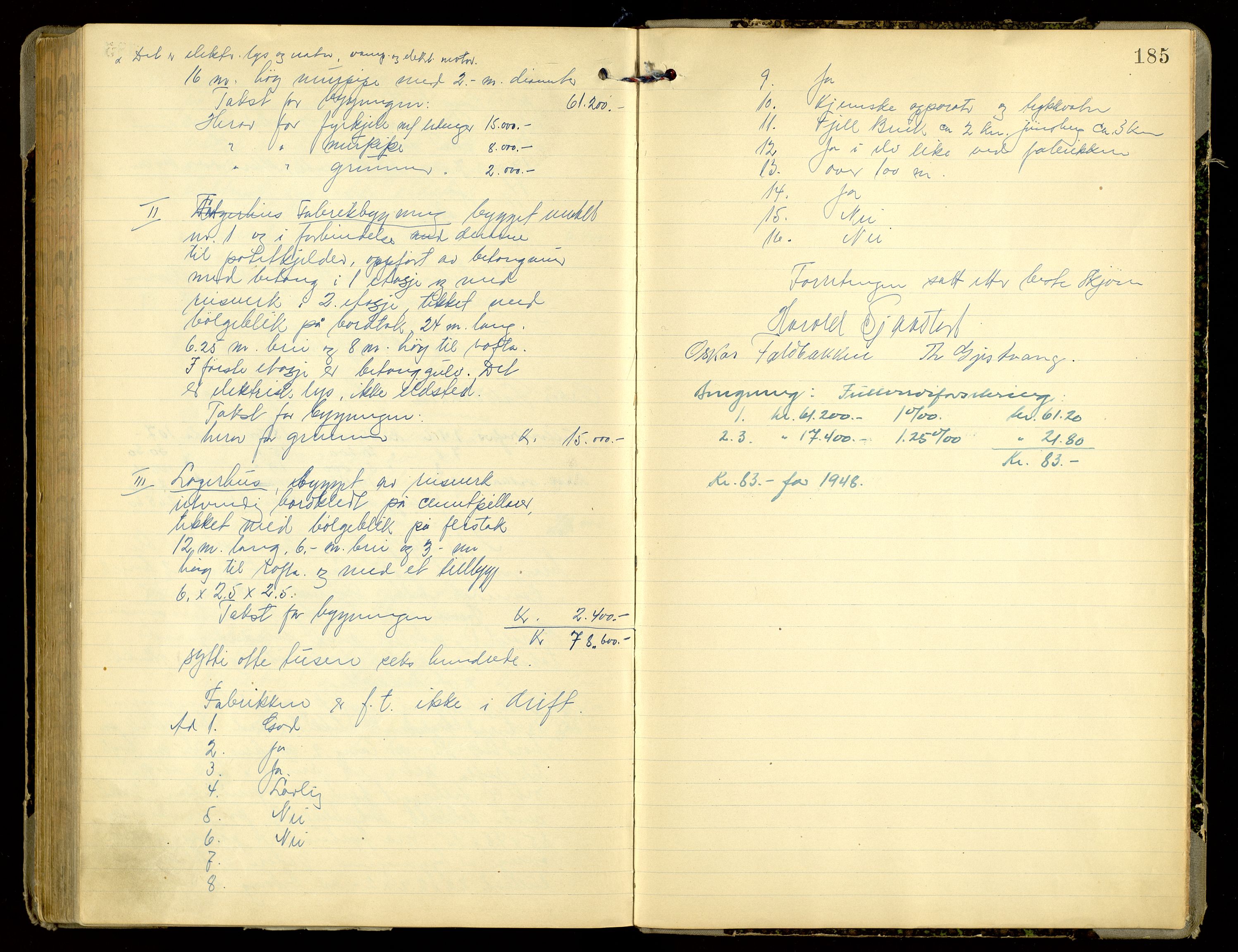 Norges Brannkasse, Romedal, AV/SAH-NBRANR-008/F/L0002: Branntakstprotokoll, 1911-1947, s. 184b-185a