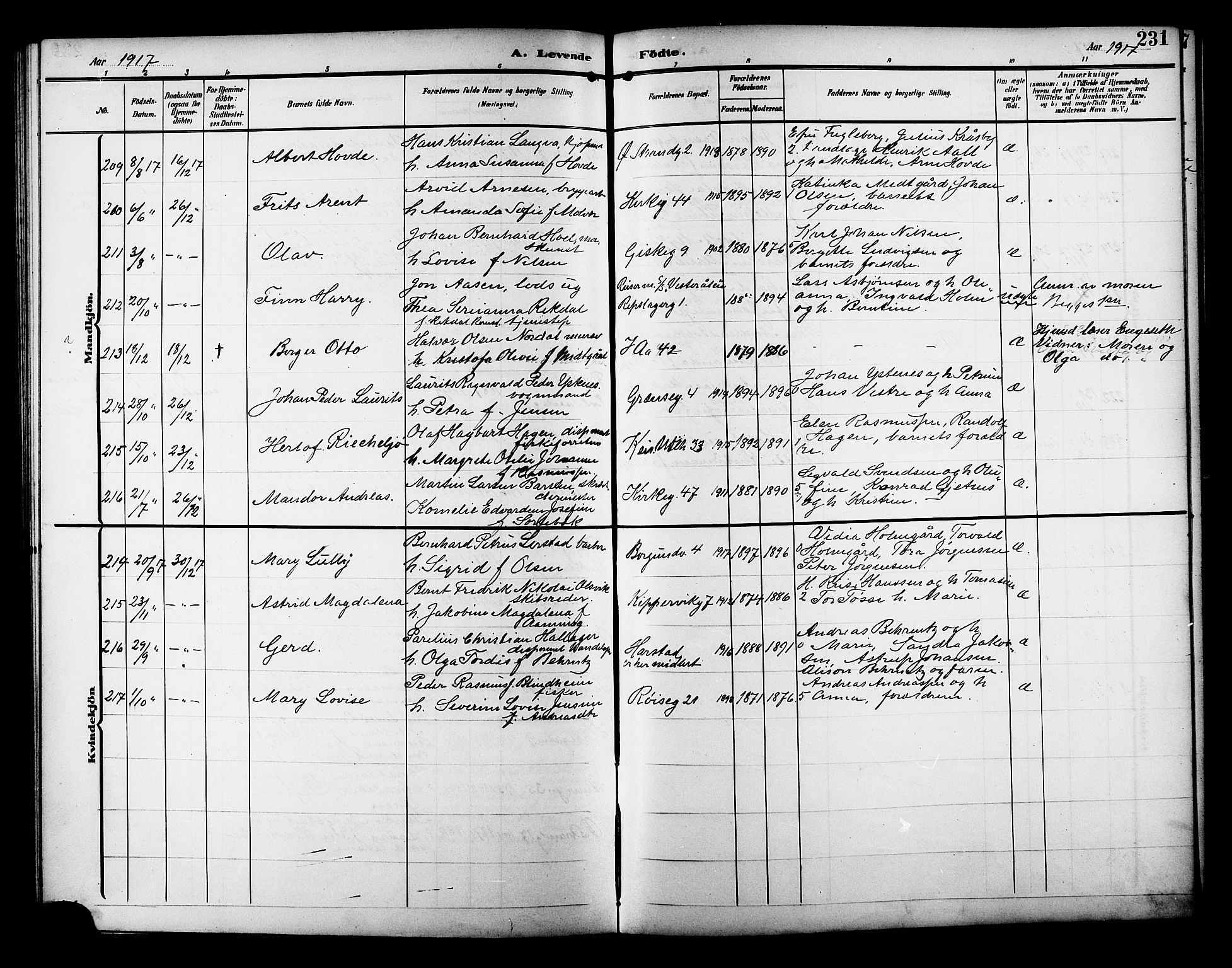 Ministerialprotokoller, klokkerbøker og fødselsregistre - Møre og Romsdal, AV/SAT-A-1454/529/L0471: Klokkerbok nr. 529C08, 1909-1921, s. 231