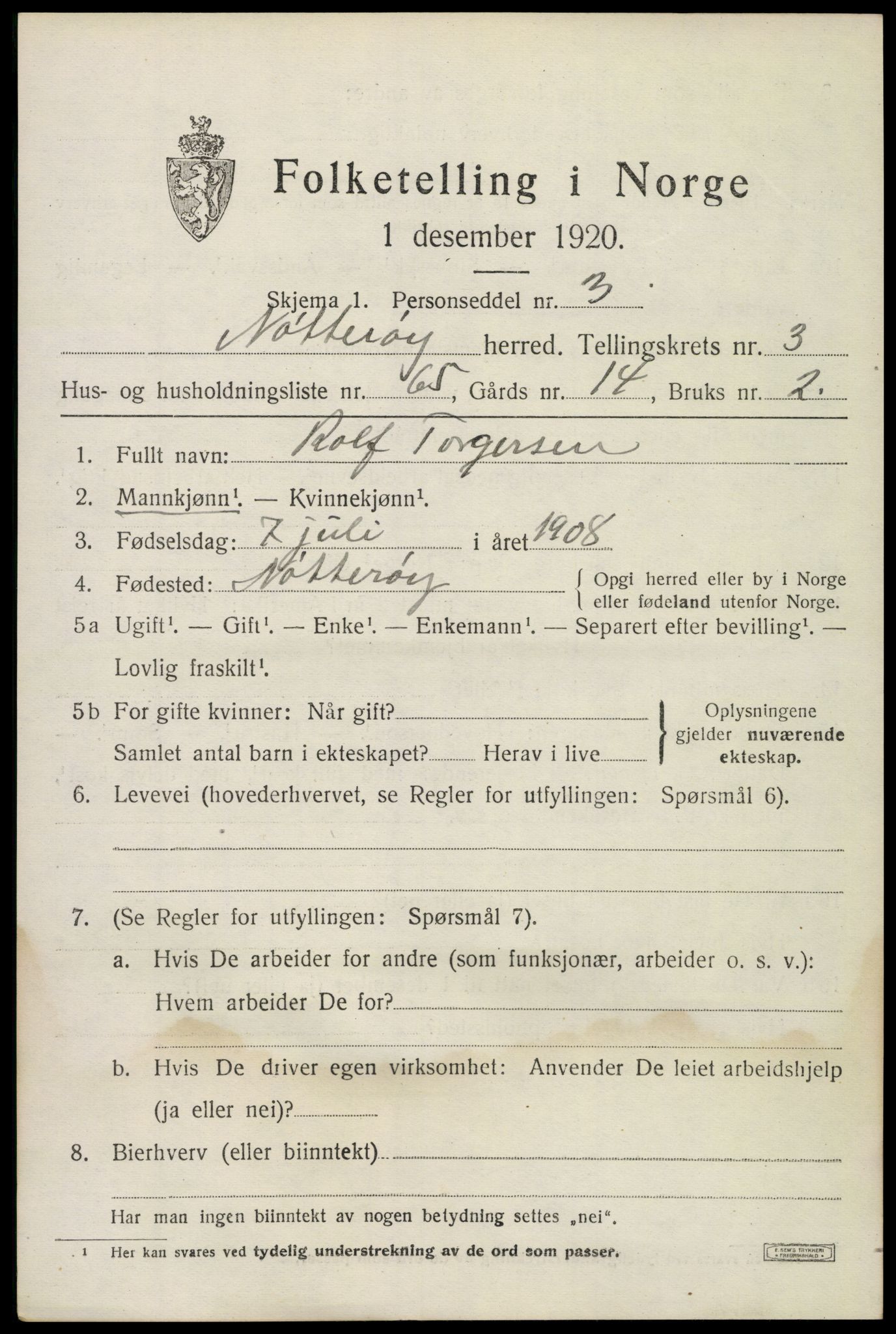 SAKO, Folketelling 1920 for 0722 Nøtterøy herred, 1920, s. 6241