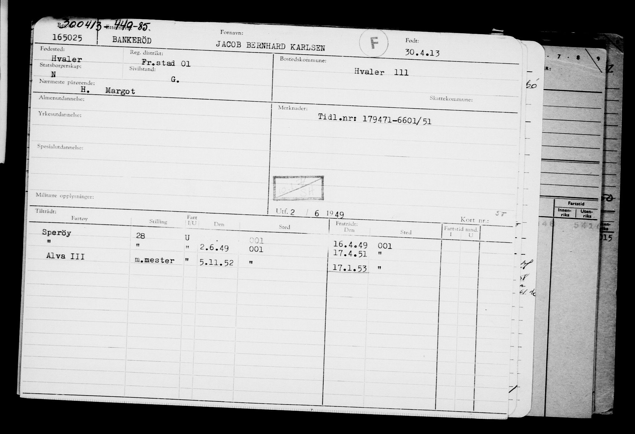 Direktoratet for sjømenn, AV/RA-S-3545/G/Gb/L0112: Hovedkort, 1913, s. 351