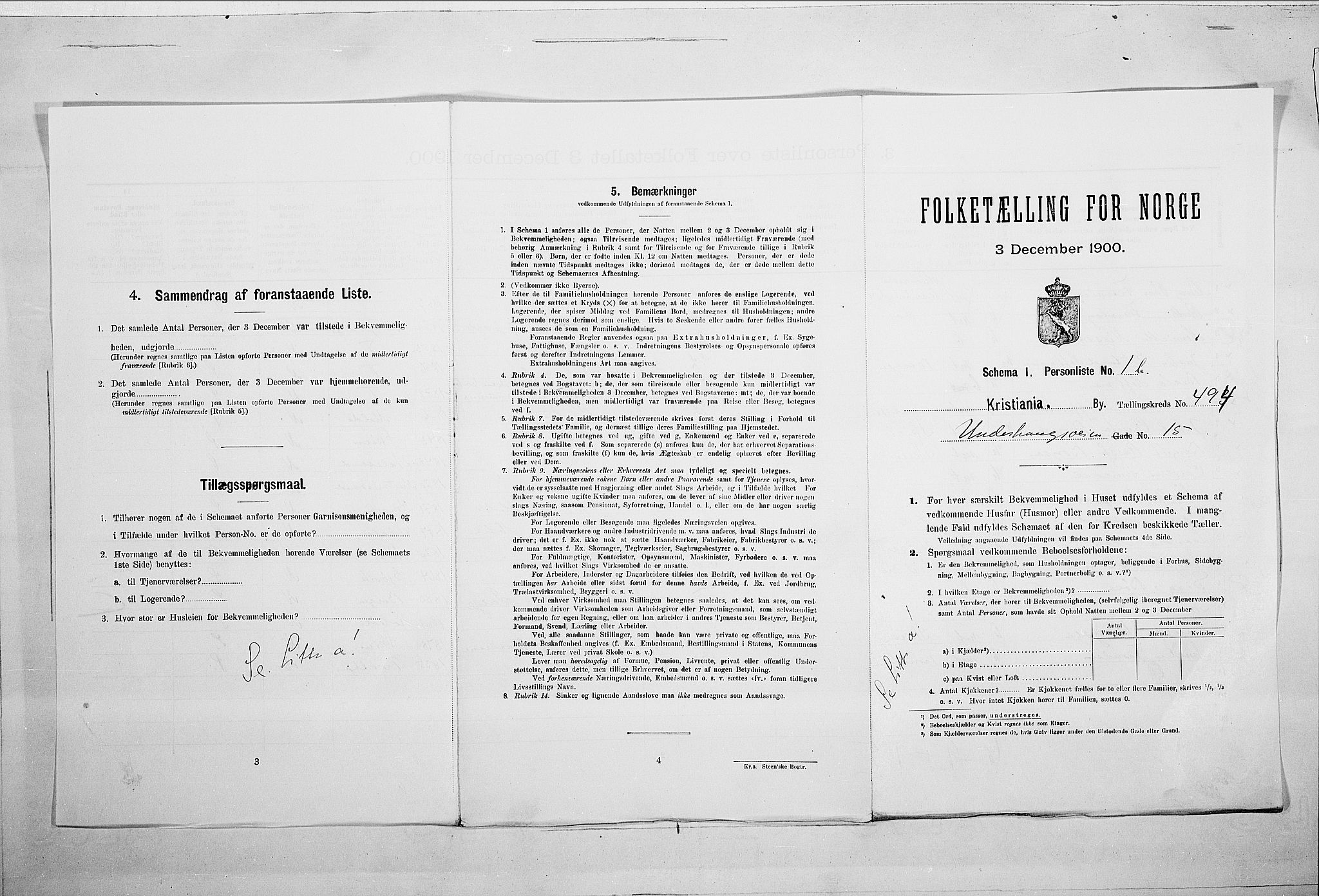 SAO, Folketelling 1900 for 0301 Kristiania kjøpstad, 1900, s. 107729