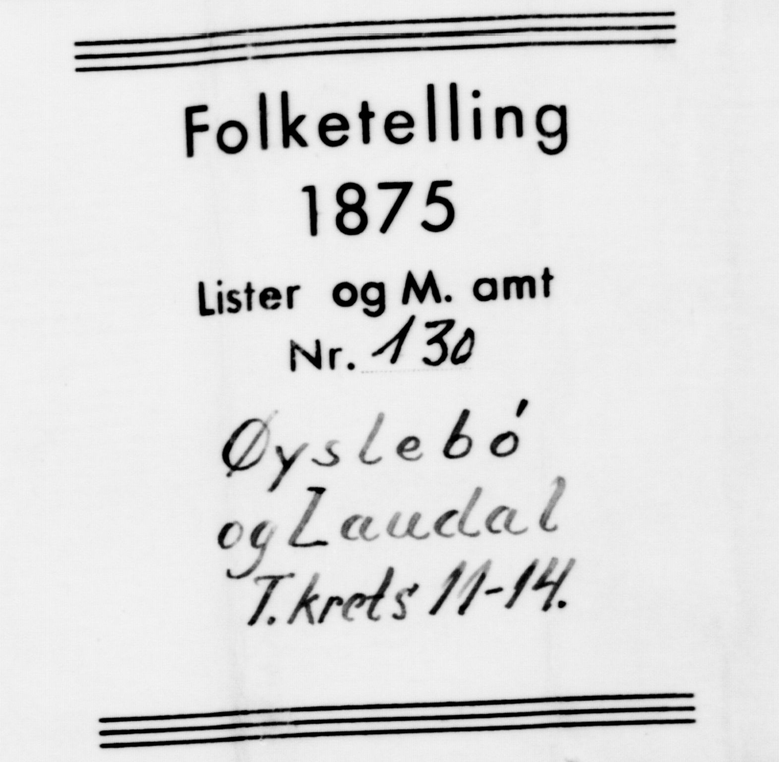 SAK, Folketelling 1875 for 1020P Holum prestegjeld, 1875, s. 1111