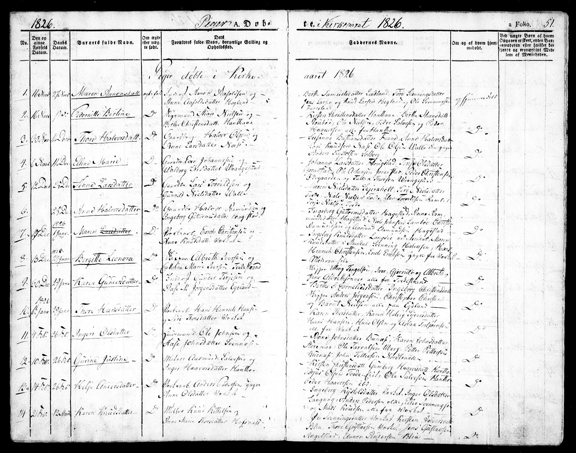 Holt sokneprestkontor, AV/SAK-1111-0021/F/Fa/L0006: Ministerialbok nr. A 6, 1820-1835, s. 51