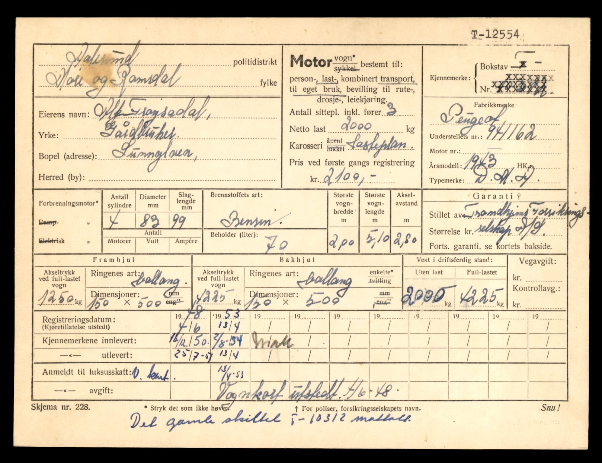 Møre og Romsdal vegkontor - Ålesund trafikkstasjon, AV/SAT-A-4099/F/Fe/L0034: Registreringskort for kjøretøy T 12500 - T 12652, 1927-1998, s. 1048
