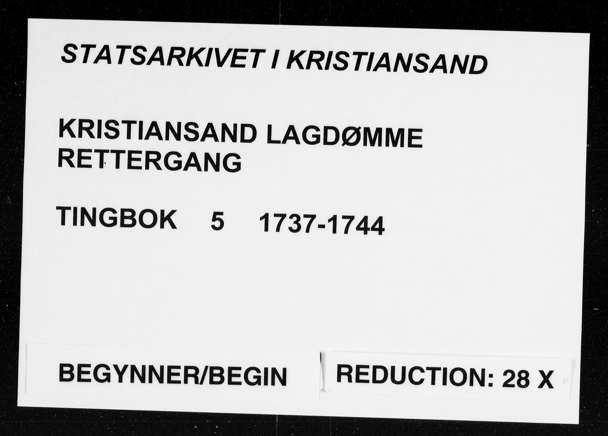 Kristiansand lagdømme, SAK/1232-0001/F/Fb/L0005: Tingbok med register, 1737-1744