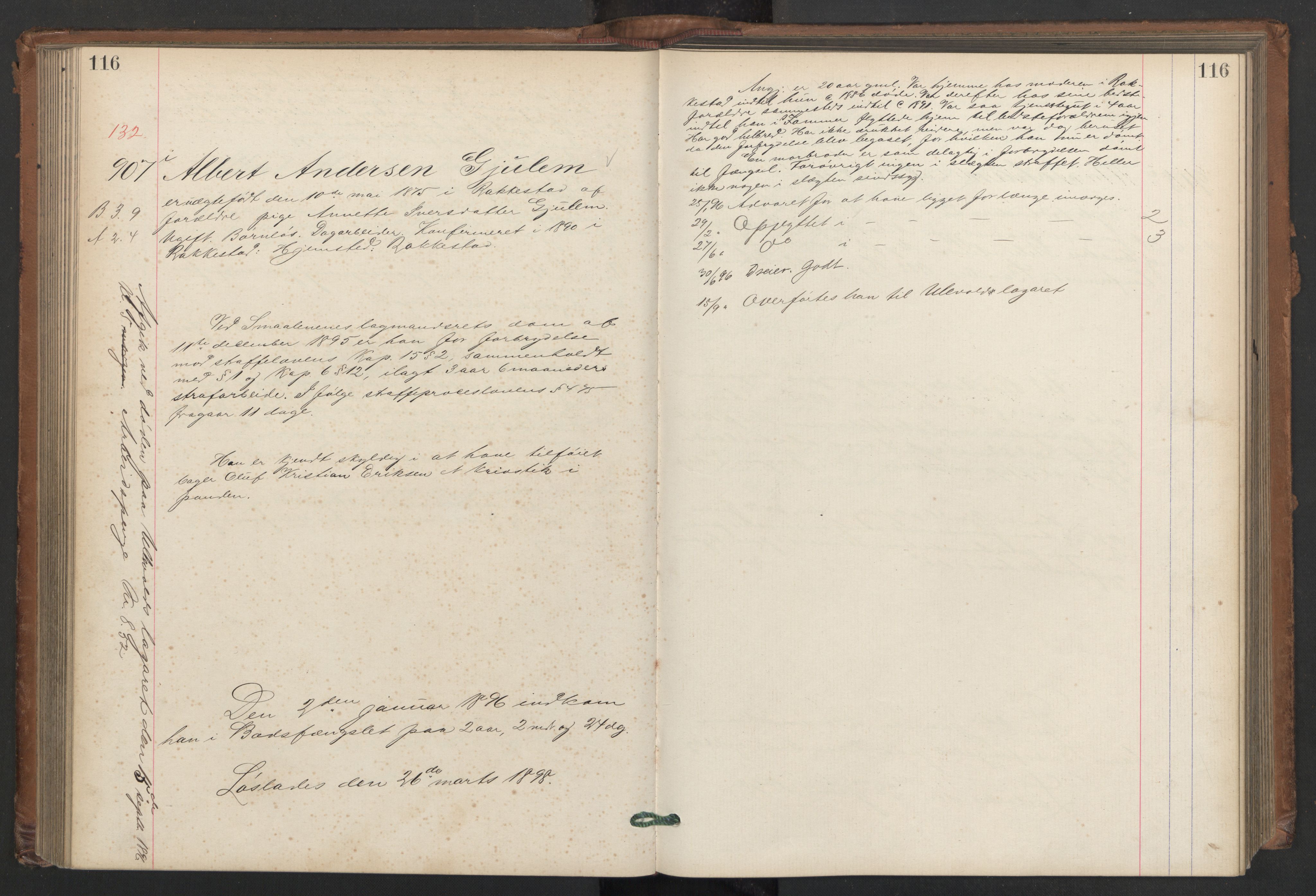 Botsfengslet, AV/RA-S-1539/D/Db/Dbb/L0030: 792i - 86j, 1895, s. 116