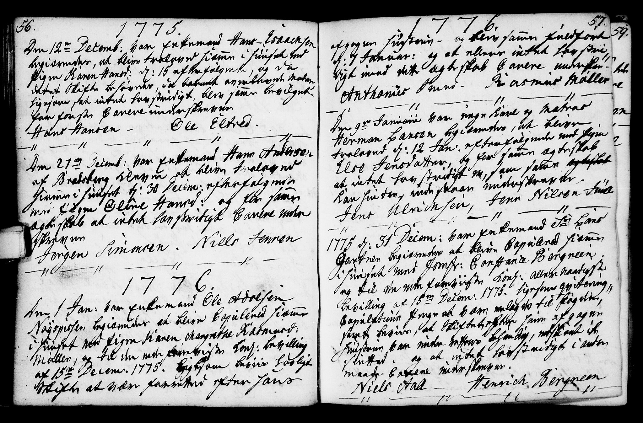Porsgrunn kirkebøker , AV/SAKO-A-104/F/Fa/L0003: Ministerialbok nr. 3, 1764-1814, s. 56-57