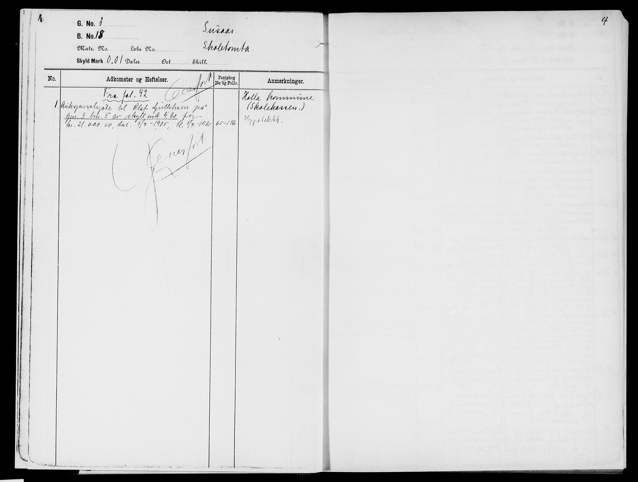 Nedre Telemark sorenskriveri, AV/SAKO-A-135/G/Gb/Gbg/L0001: Panteregister nr. VII 1, s. 4