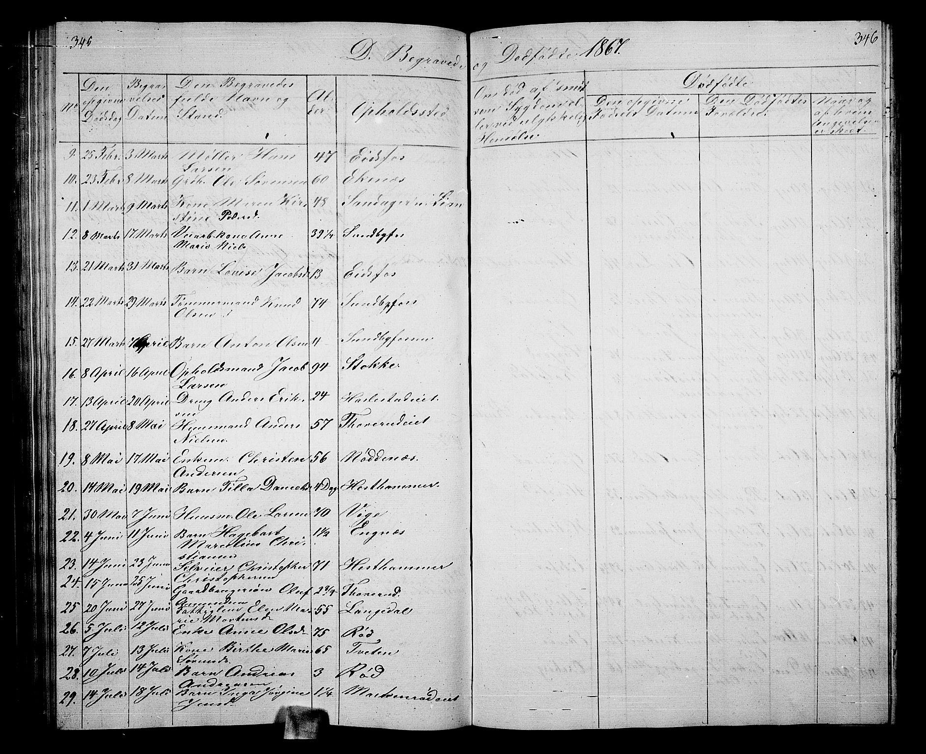 Hof kirkebøker, AV/SAKO-A-64/G/Ga/L0002: Klokkerbok nr. I 2, 1859-1873, s. 345-346