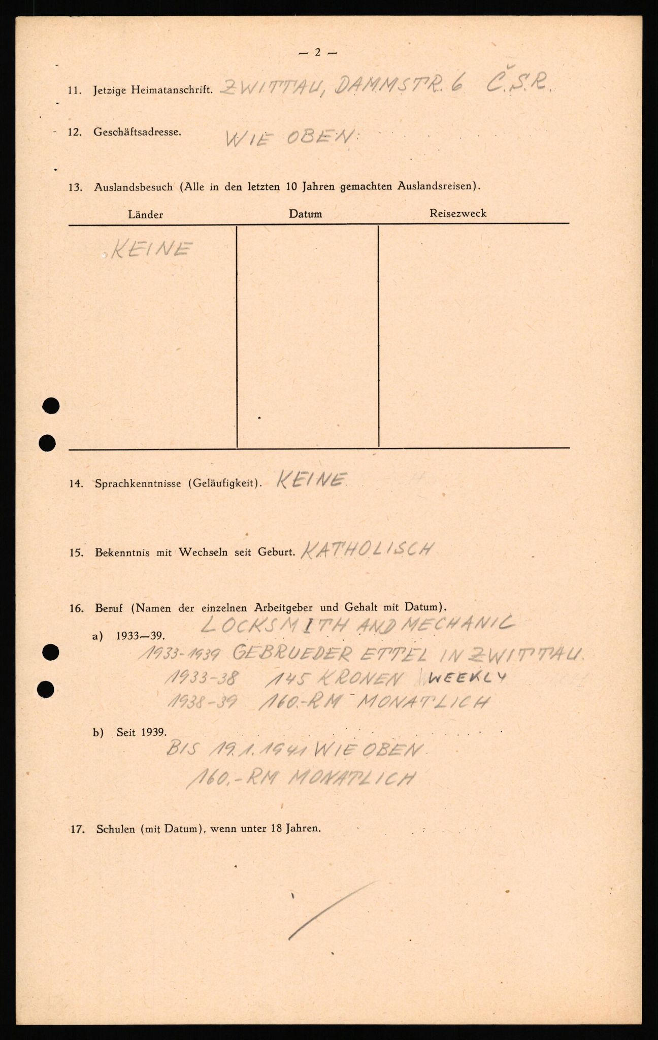 Forsvaret, Forsvarets overkommando II, AV/RA-RAFA-3915/D/Db/L0039: CI Questionaires. Tyske okkupasjonsstyrker i Norge. Østerrikere., 1945-1946, s. 140