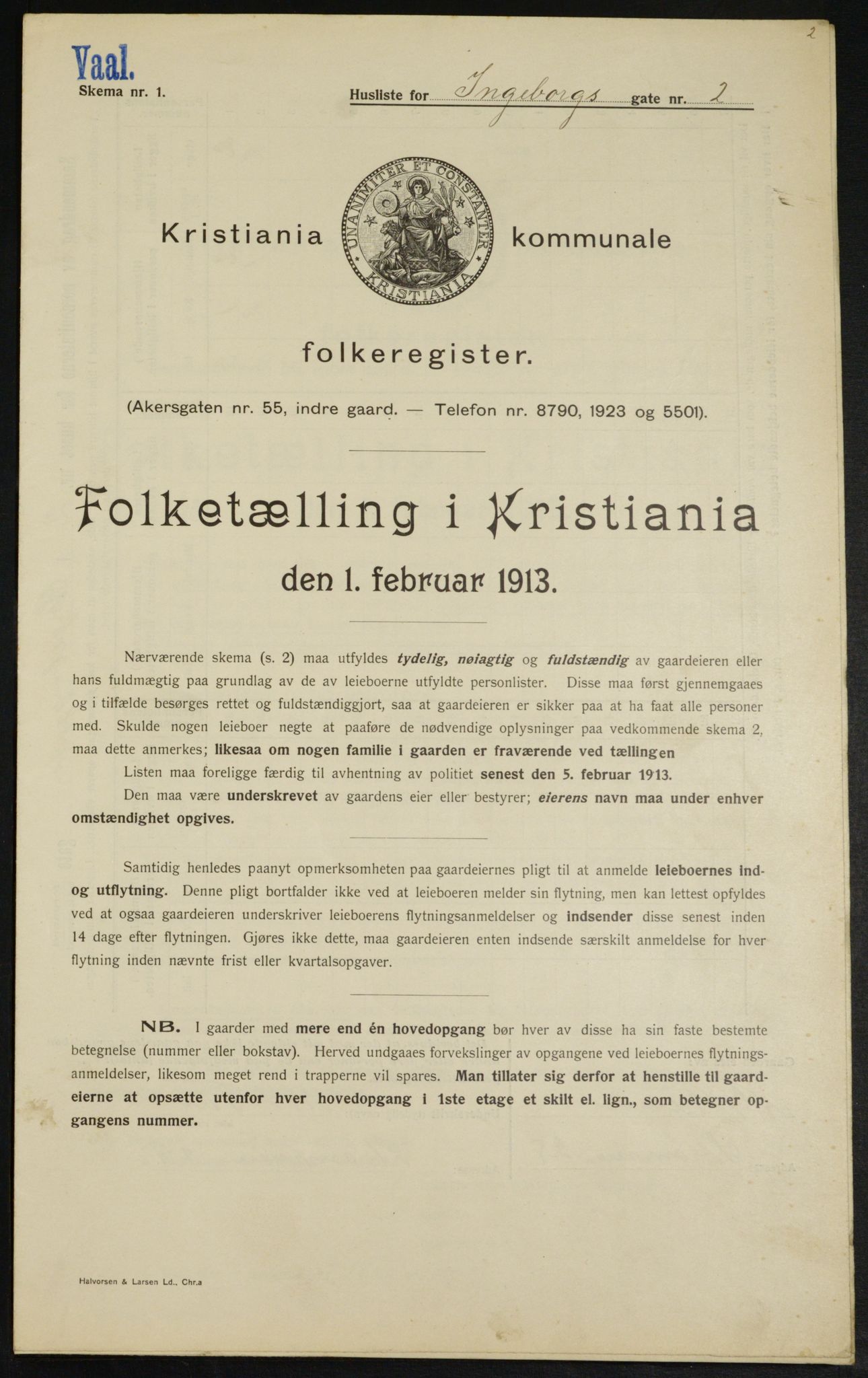 OBA, Kommunal folketelling 1.2.1913 for Kristiania, 1913, s. 43539