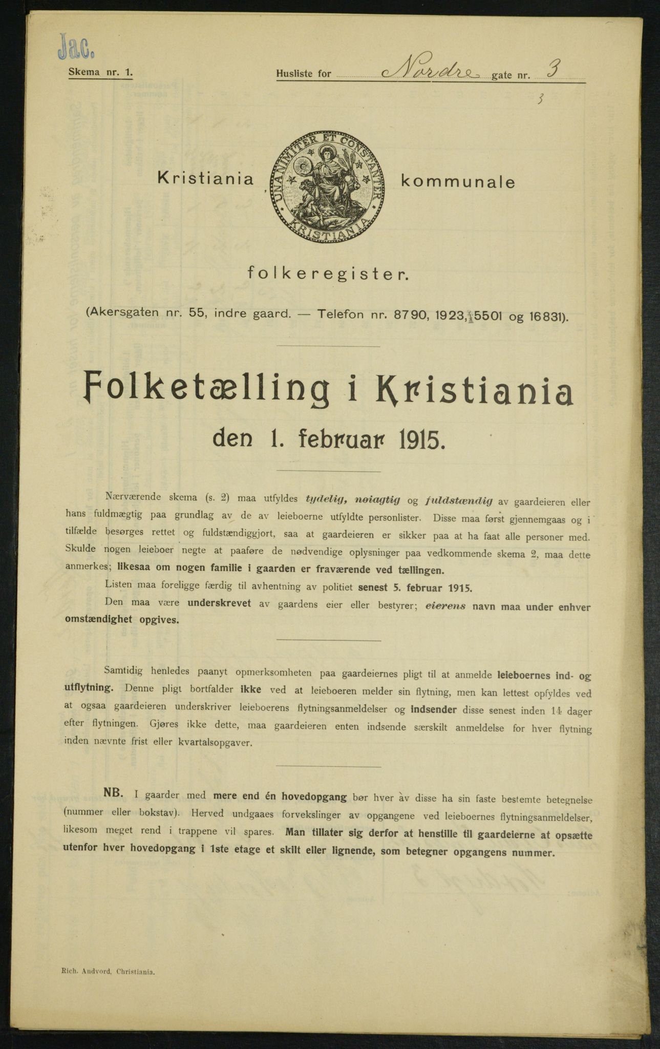 OBA, Kommunal folketelling 1.2.1915 for Kristiania, 1915, s. 72436