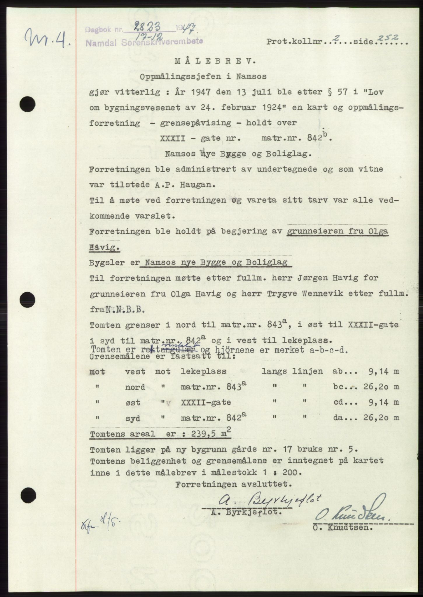 Namdal sorenskriveri, SAT/A-4133/1/2/2C: Pantebok nr. -, 1947-1948, Dagboknr: 2823/1947