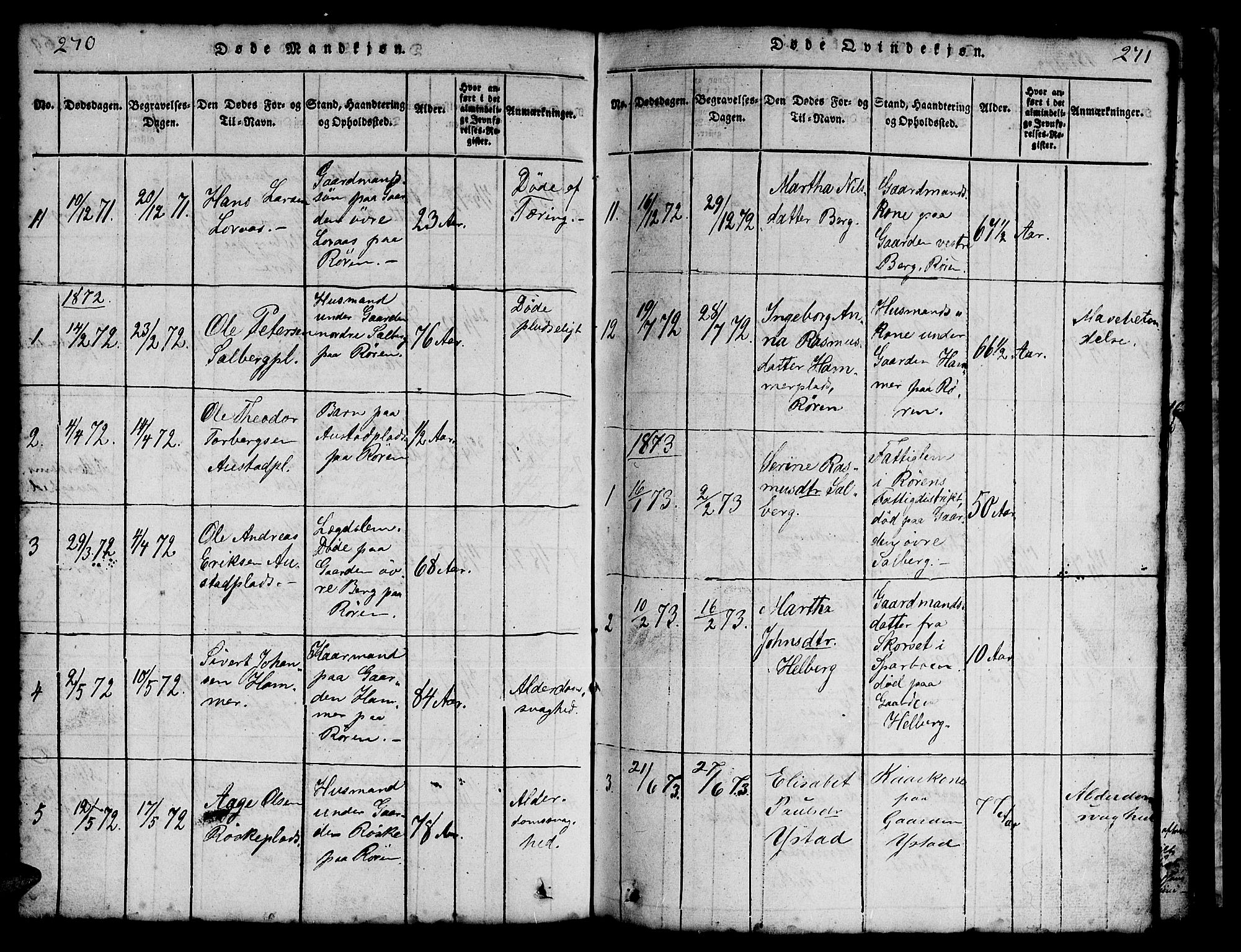 Ministerialprotokoller, klokkerbøker og fødselsregistre - Nord-Trøndelag, AV/SAT-A-1458/731/L0310: Klokkerbok nr. 731C01, 1816-1874, s. 270-271