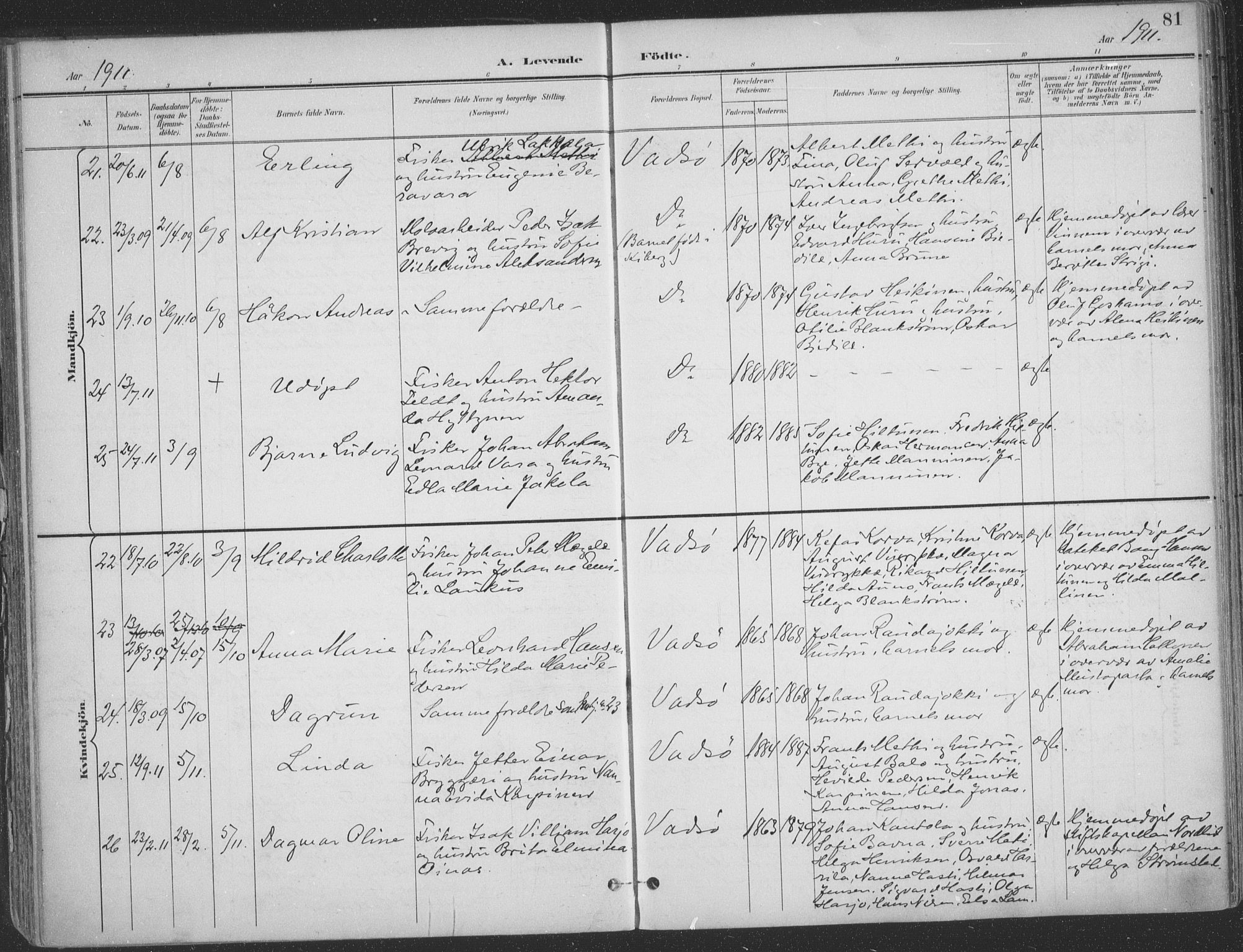 Vadsø sokneprestkontor, AV/SATØ-S-1325/H/Ha/L0007kirke: Ministerialbok nr. 7, 1896-1916, s. 81