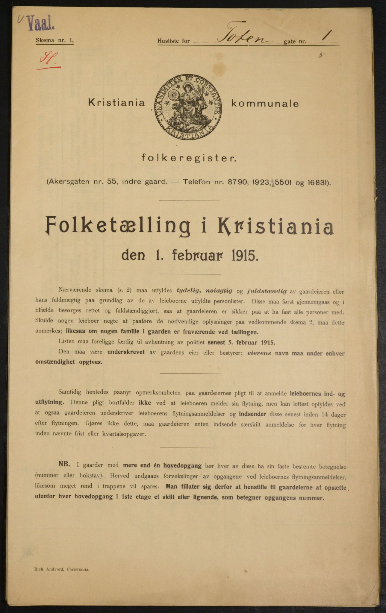 OBA, Kommunal folketelling 1.2.1915 for Kristiania, 1915, s. 115622