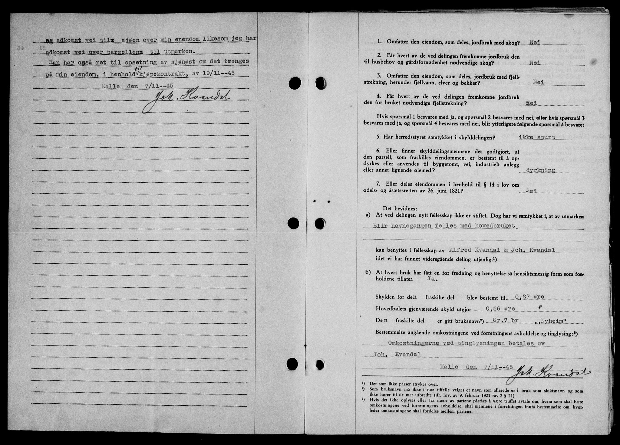 Lofoten sorenskriveri, SAT/A-0017/1/2/2C/L0013a: Pantebok nr. 13a, 1944-1946, Dagboknr: 21/1946