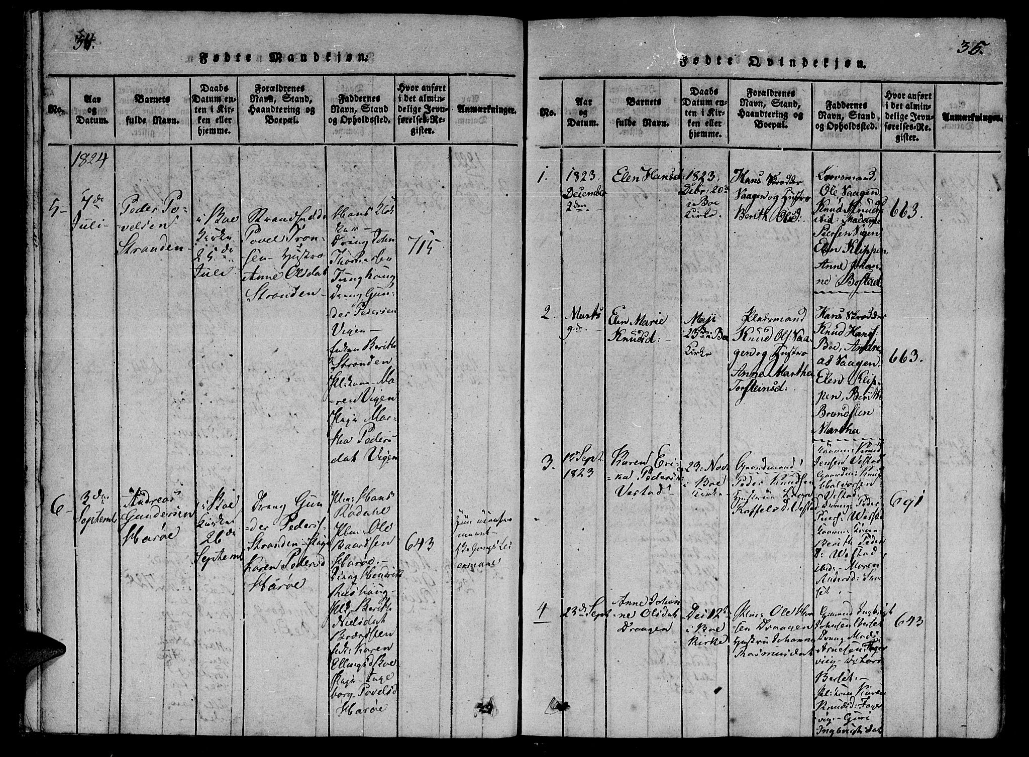 Ministerialprotokoller, klokkerbøker og fødselsregistre - Møre og Romsdal, SAT/A-1454/566/L0763: Ministerialbok nr. 566A03 /1, 1817-1829, s. 34-35