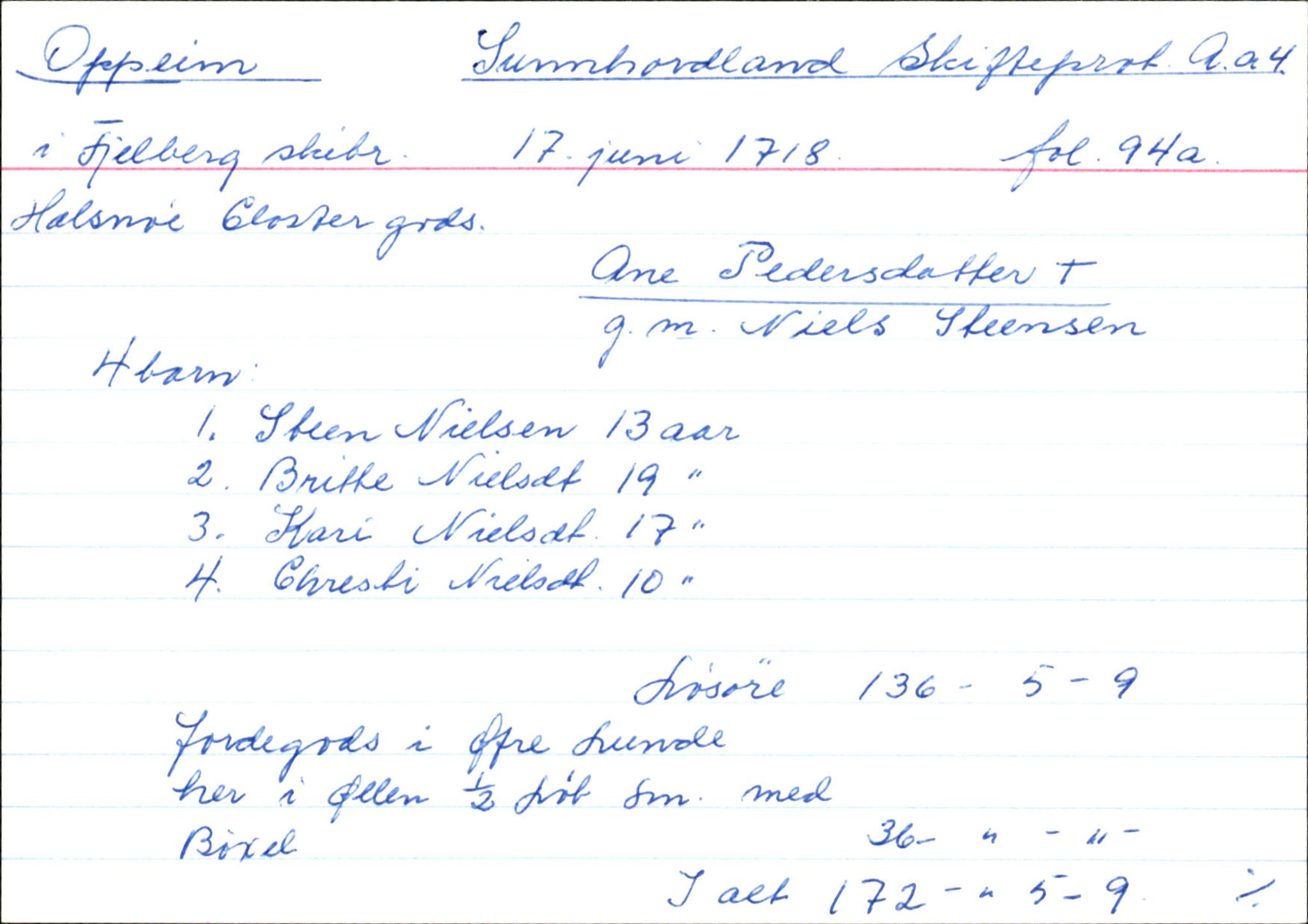 Skiftekort ved Statsarkivet i Bergen, SAB/SKIFTEKORT/004/L0003: Skifteprotokoll nr. 4, 1717-1722, s. 41