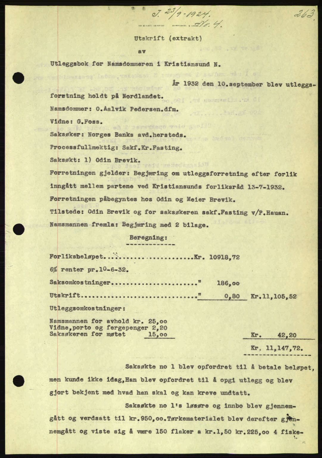 Kristiansund byfogd, SAT/A-4587/A/27: Pantebok nr. 26, 1931-1933, Tingl.dato: 23.09.1932