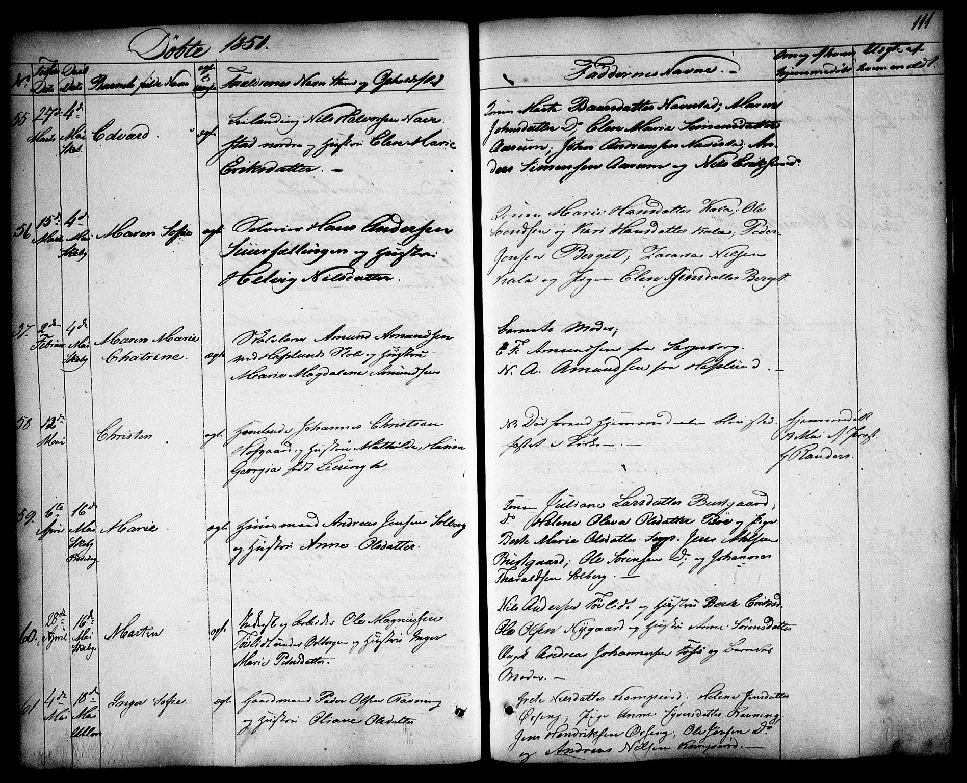 Skjeberg prestekontor Kirkebøker, AV/SAO-A-10923/F/Fa/L0006: Ministerialbok nr. I 6, 1846-1858, s. 111