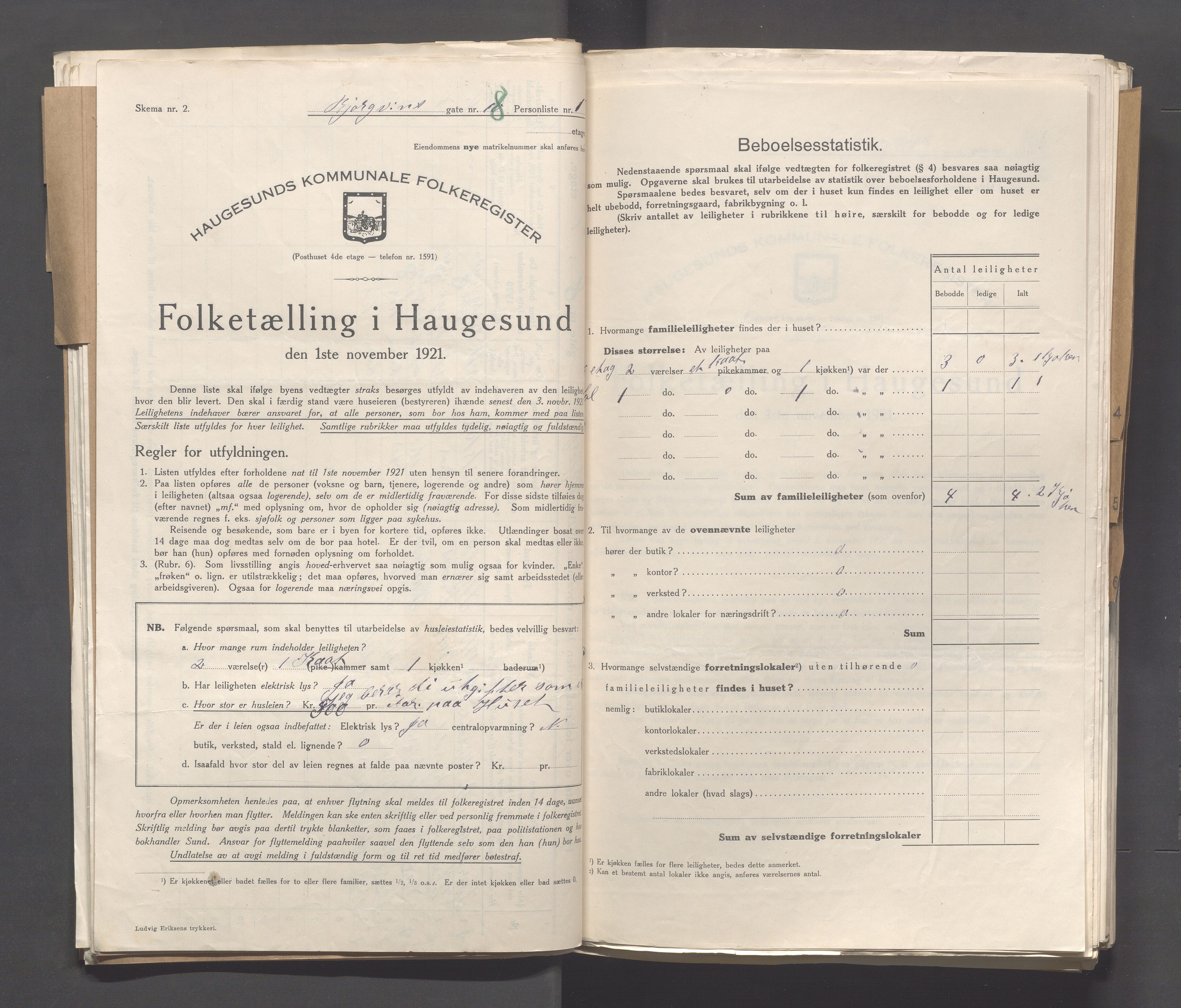 IKAR, Kommunal folketelling 1.11.1921 for Haugesund, 1921, s. 133