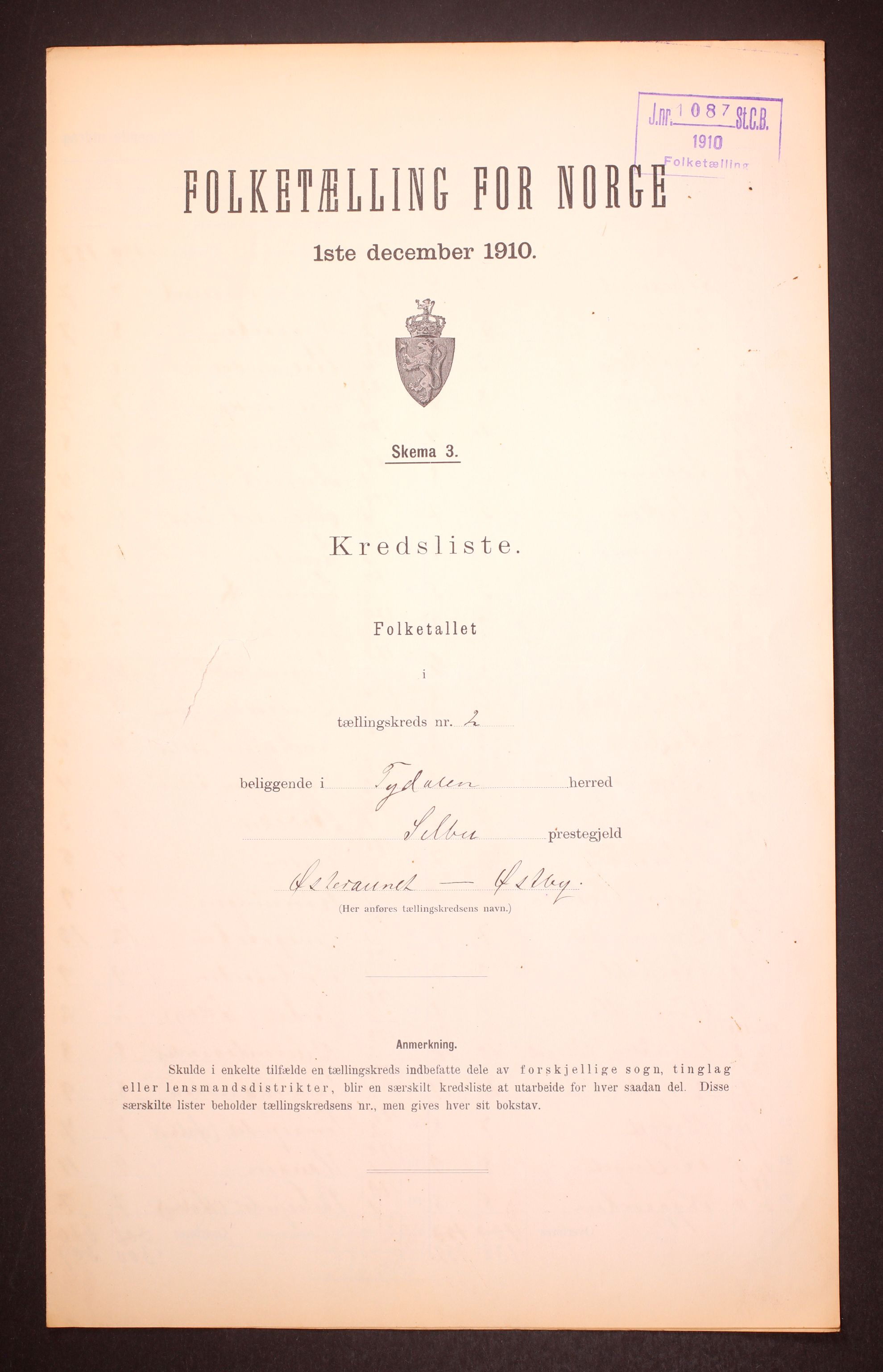 RA, Folketelling 1910 for 1665 Tydal herred, 1910, s. 7