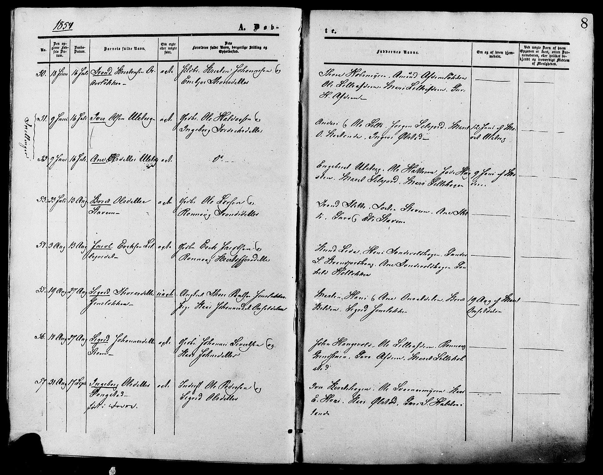 Lesja prestekontor, AV/SAH-PREST-068/H/Ha/Haa/L0008: Ministerialbok nr. 8, 1854-1880, s. 8