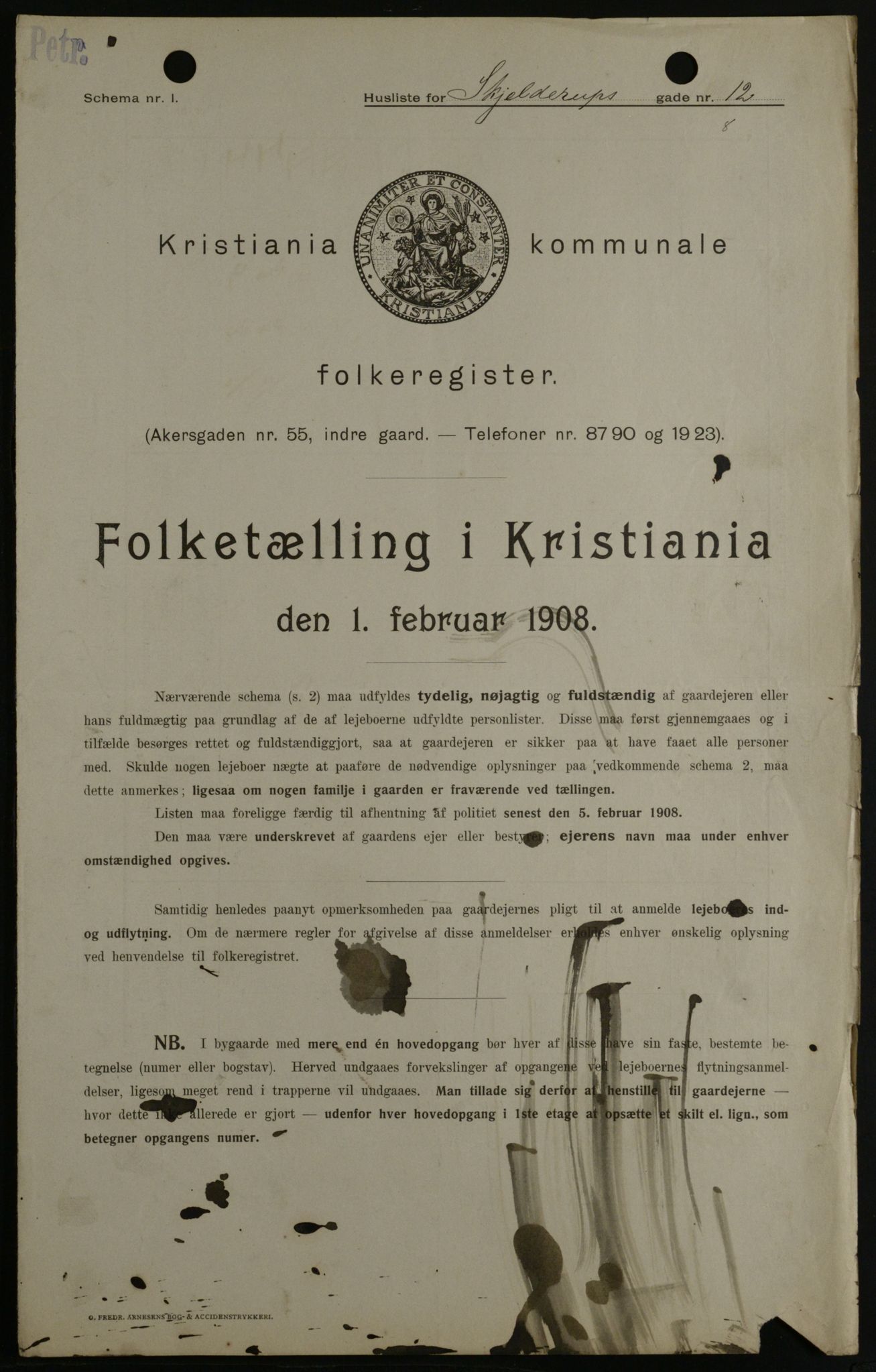 OBA, Kommunal folketelling 1.2.1908 for Kristiania kjøpstad, 1908, s. 86238
