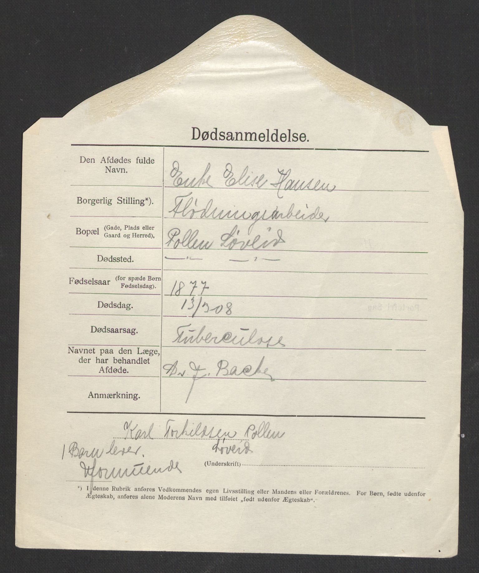 Solum lensmannskontor, AV/SAKO-A-575/H/Ha/L0002: Dødsanmeldelsesprotokoll, 1909-1916