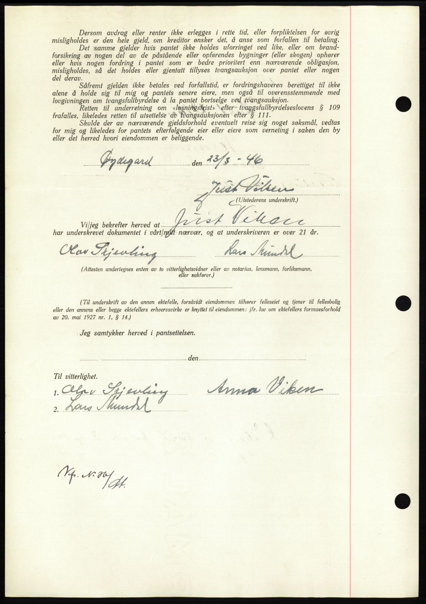 Nordmøre sorenskriveri, AV/SAT-A-4132/1/2/2Ca: Pantebok nr. B94, 1946-1946, Dagboknr: 747/1946