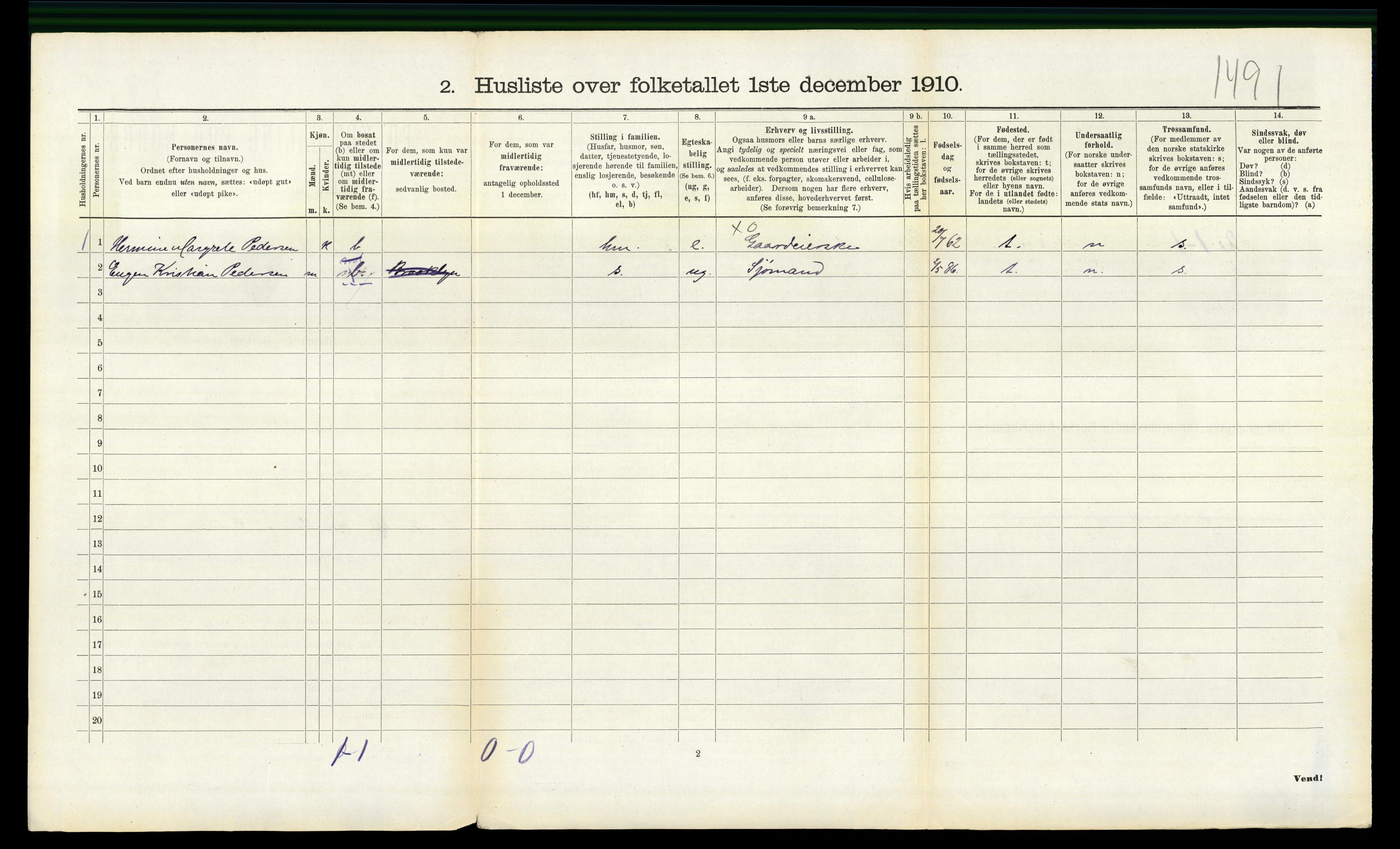 RA, Folketelling 1910 for 1019 Halse og Harkmark herred, 1910, s. 1145