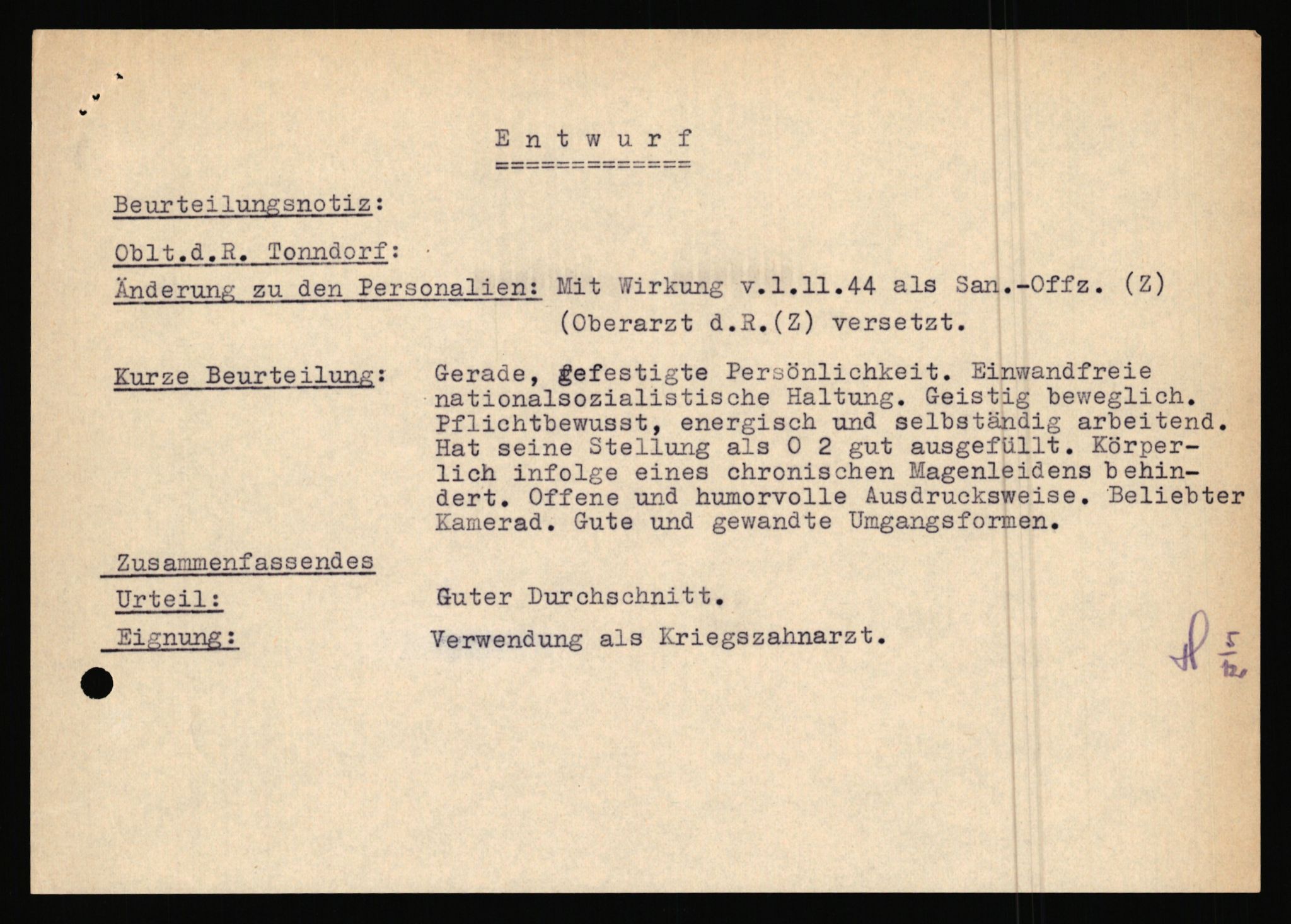 Forsvarets Overkommando. 2 kontor. Arkiv 11.4. Spredte tyske arkivsaker, AV/RA-RAFA-7031/D/Dar/Dara/L0019: Personalbøker og diverse, 1940-1945, s. 458