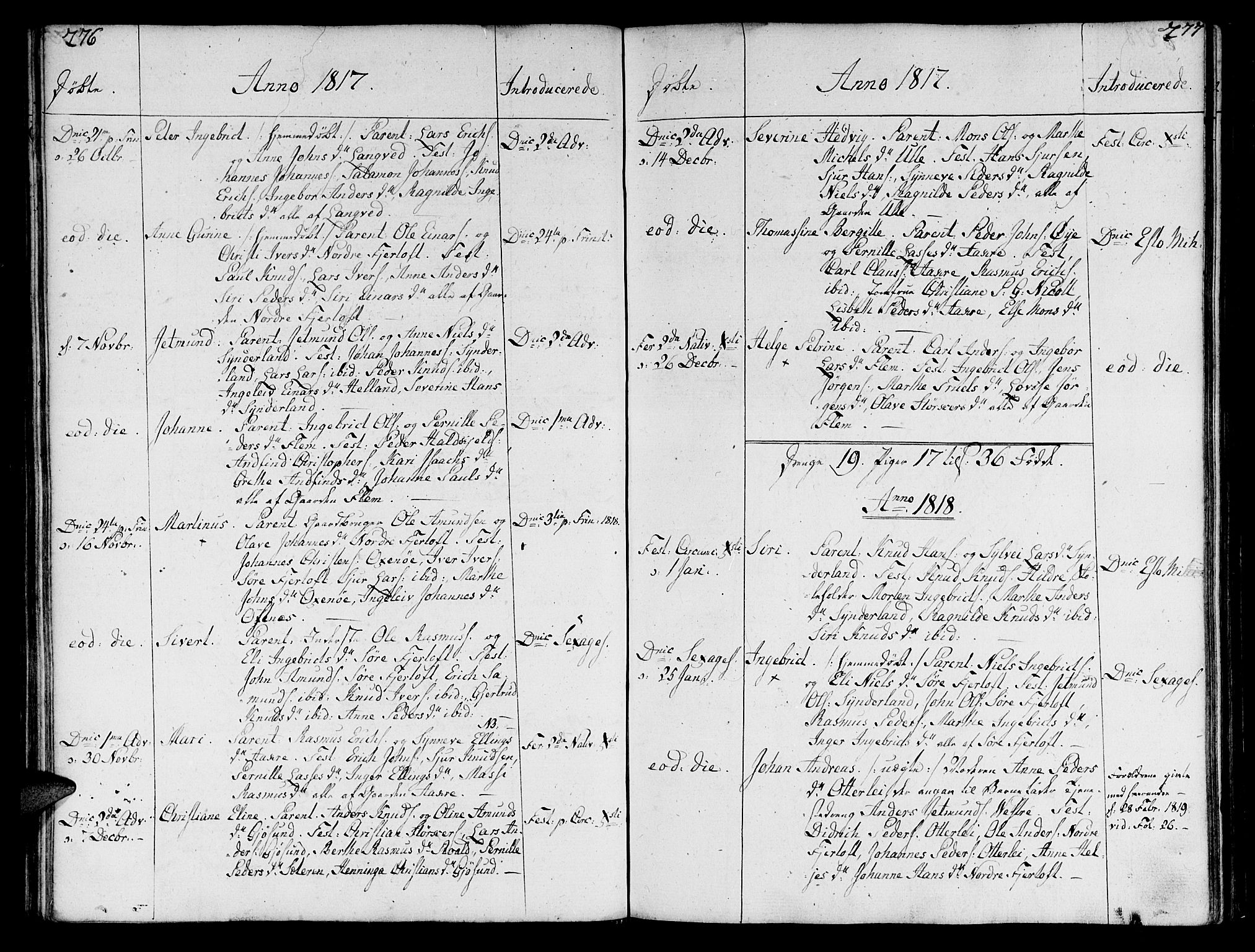 Ministerialprotokoller, klokkerbøker og fødselsregistre - Møre og Romsdal, SAT/A-1454/536/L0494: Ministerialbok nr. 536A03, 1803-1836, s. 276-277