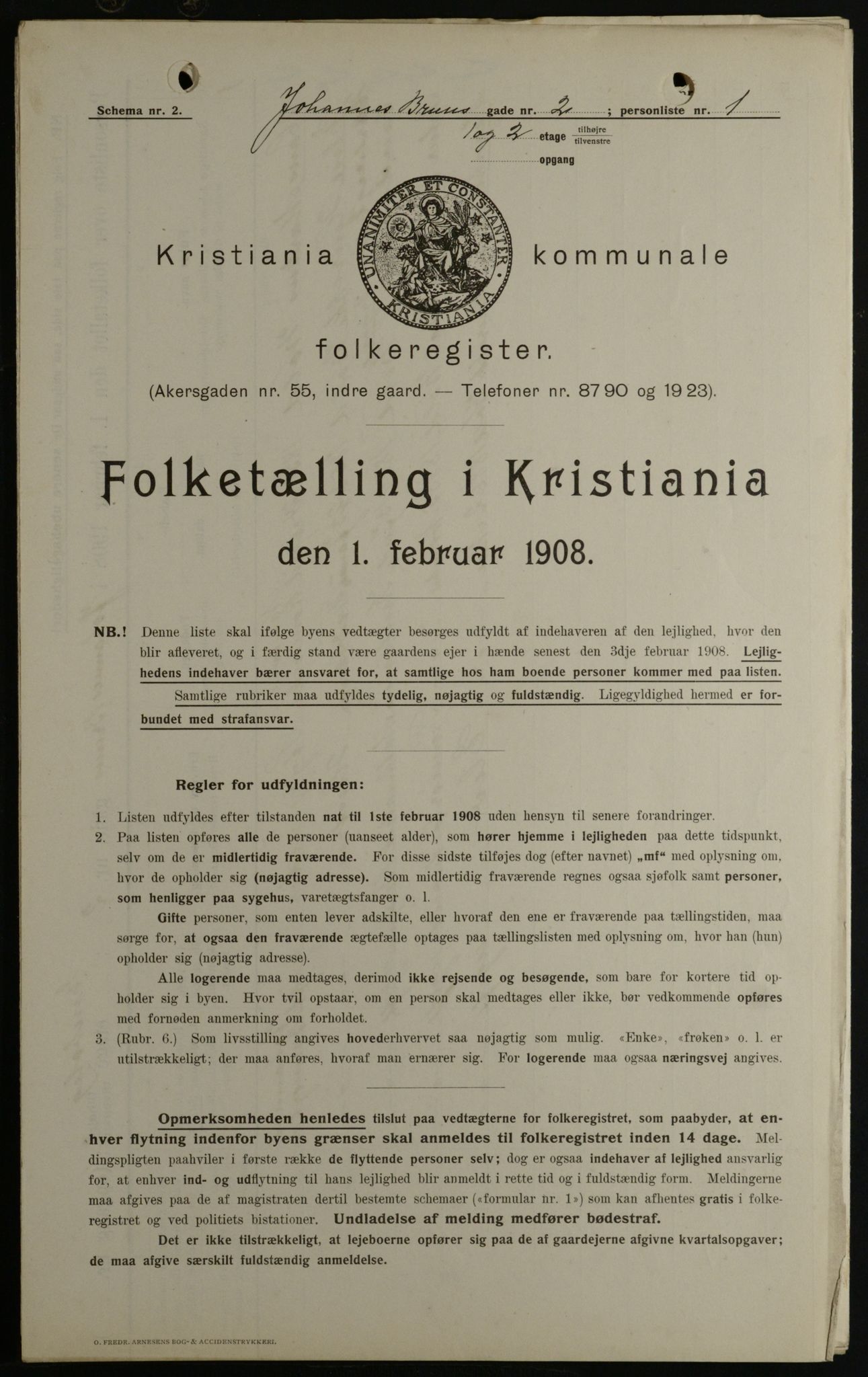 OBA, Kommunal folketelling 1.2.1908 for Kristiania kjøpstad, 1908, s. 42027