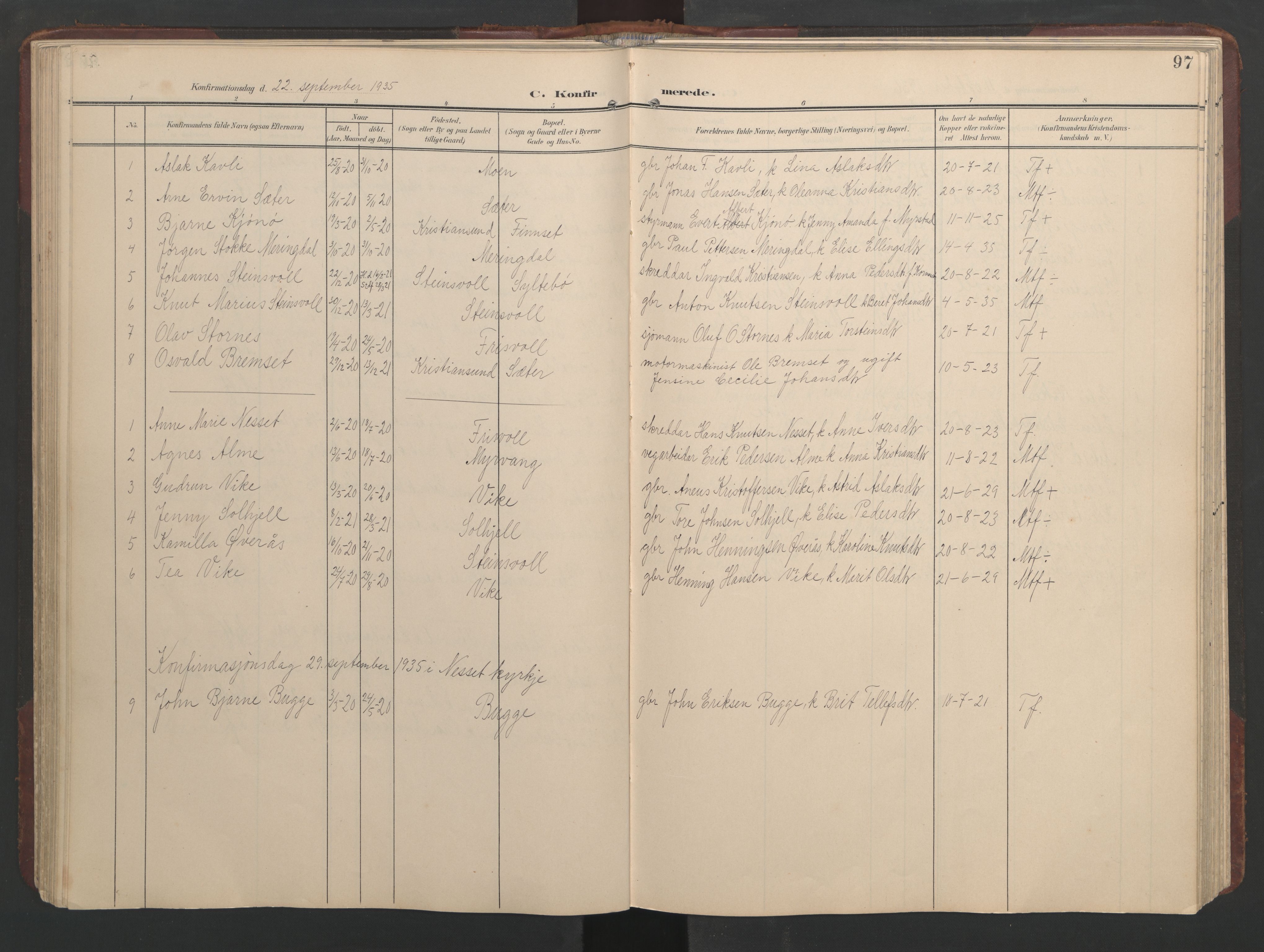 Ministerialprotokoller, klokkerbøker og fødselsregistre - Møre og Romsdal, AV/SAT-A-1454/552/L0639: Klokkerbok nr. 552C02, 1903-1960, s. 97