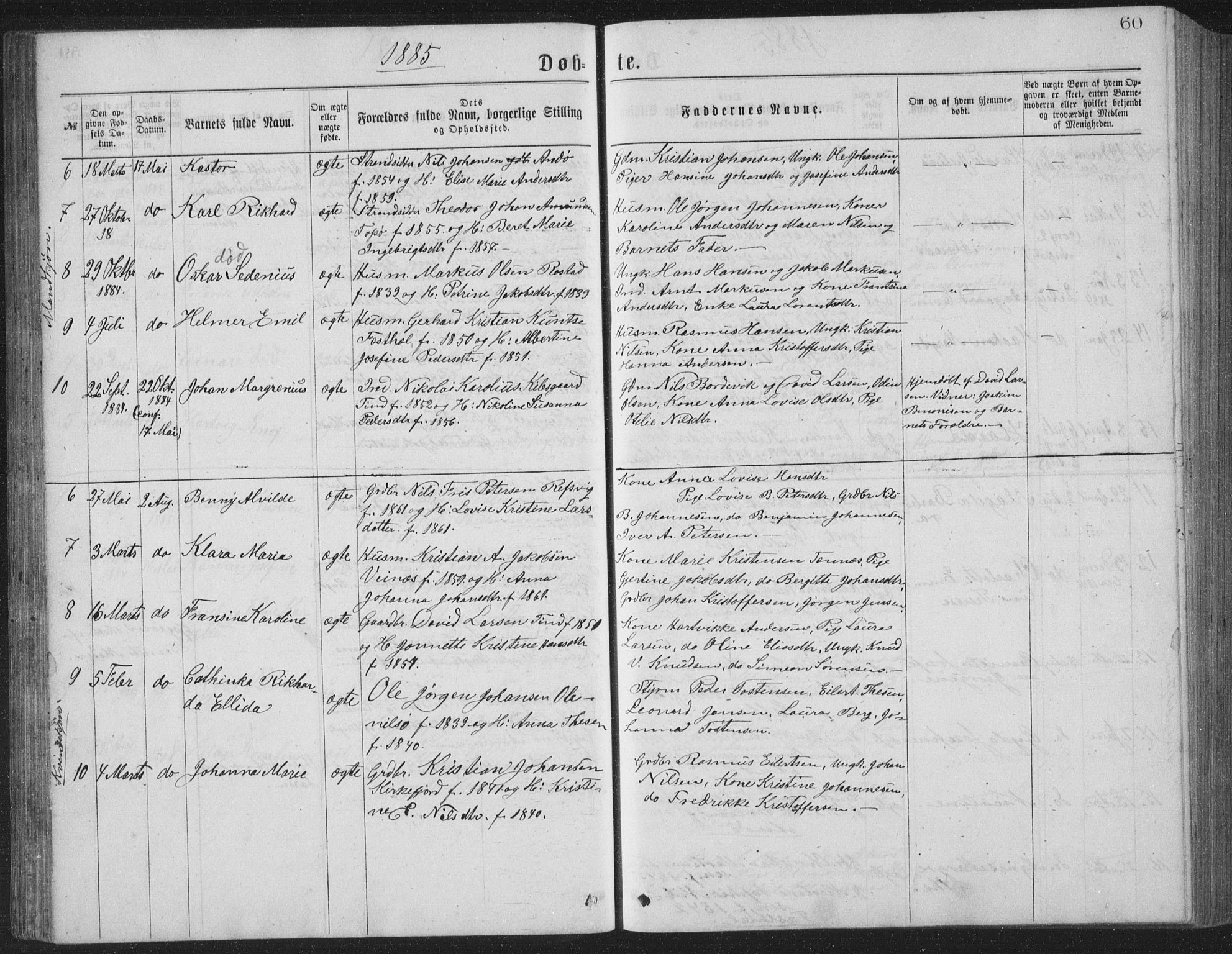 Ministerialprotokoller, klokkerbøker og fødselsregistre - Nordland, AV/SAT-A-1459/886/L1225: Klokkerbok nr. 886C02, 1874-1896, s. 60