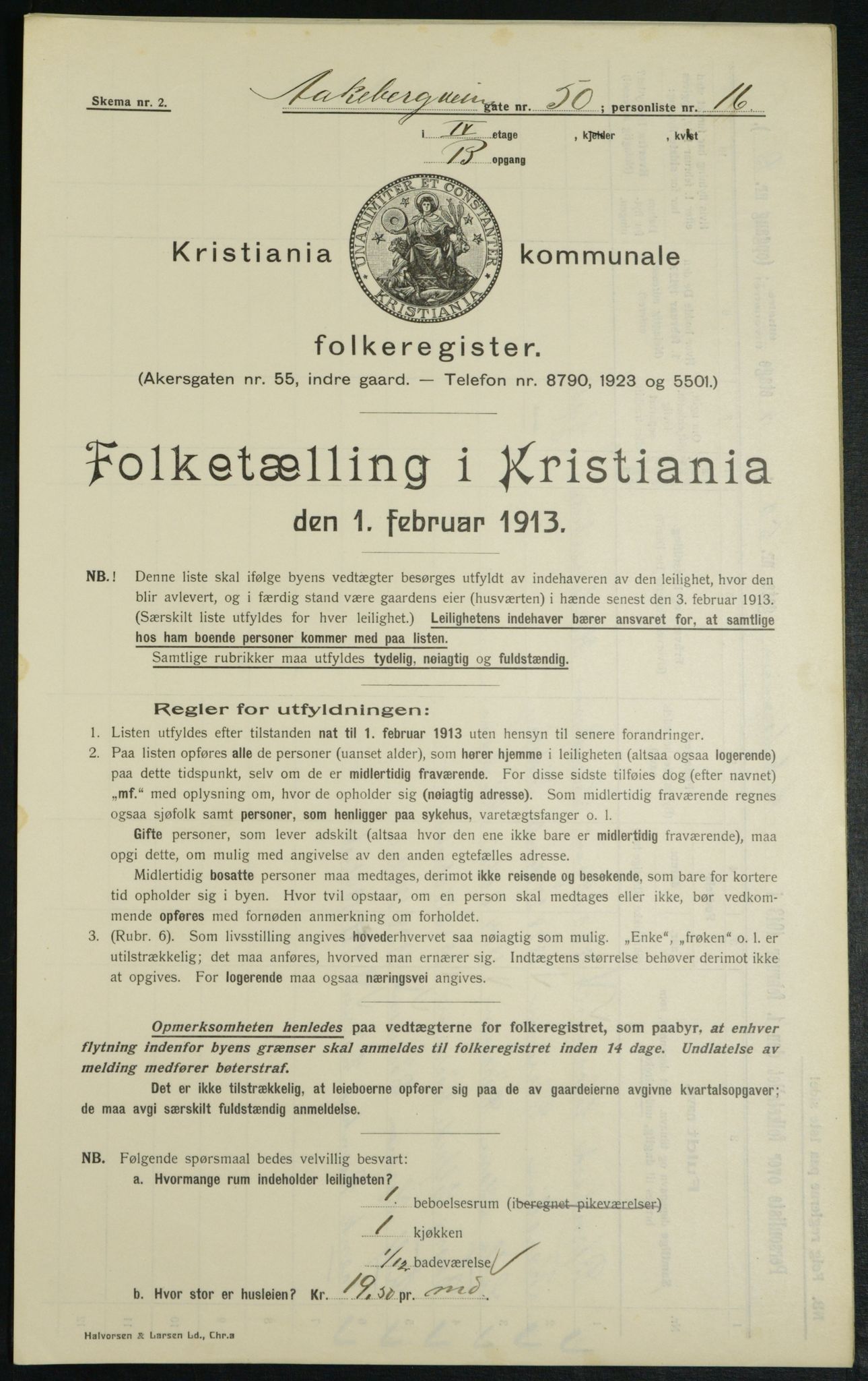 OBA, Kommunal folketelling 1.2.1913 for Kristiania, 1913, s. 130712