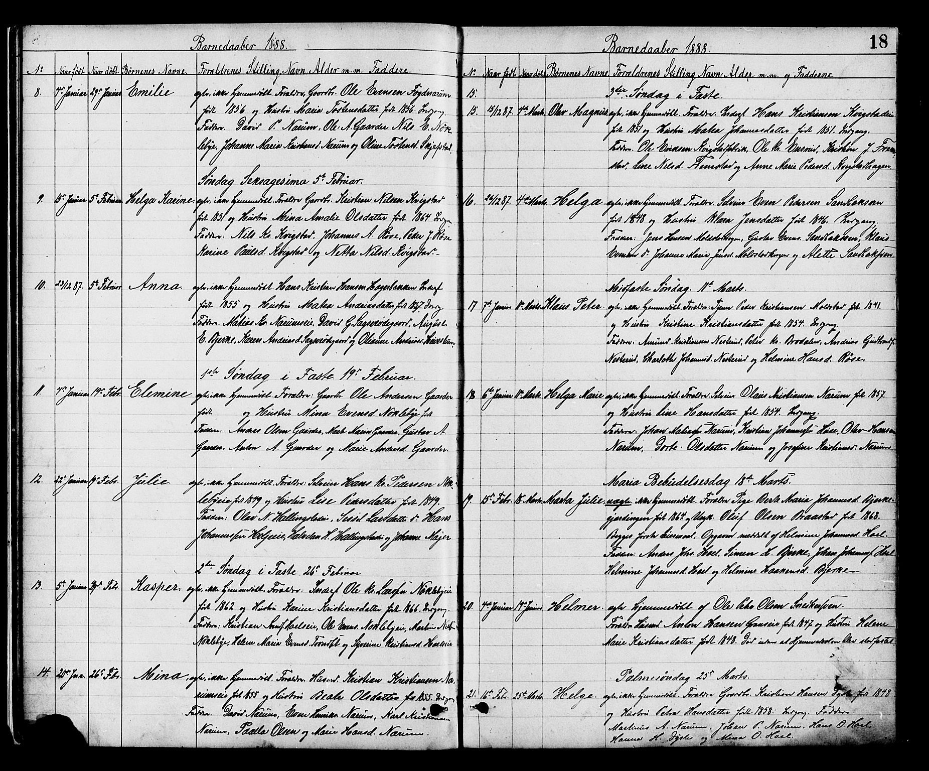 Vestre Toten prestekontor, AV/SAH-PREST-108/H/Ha/Hab/L0008: Klokkerbok nr. 8, 1885-1900, s. 18
