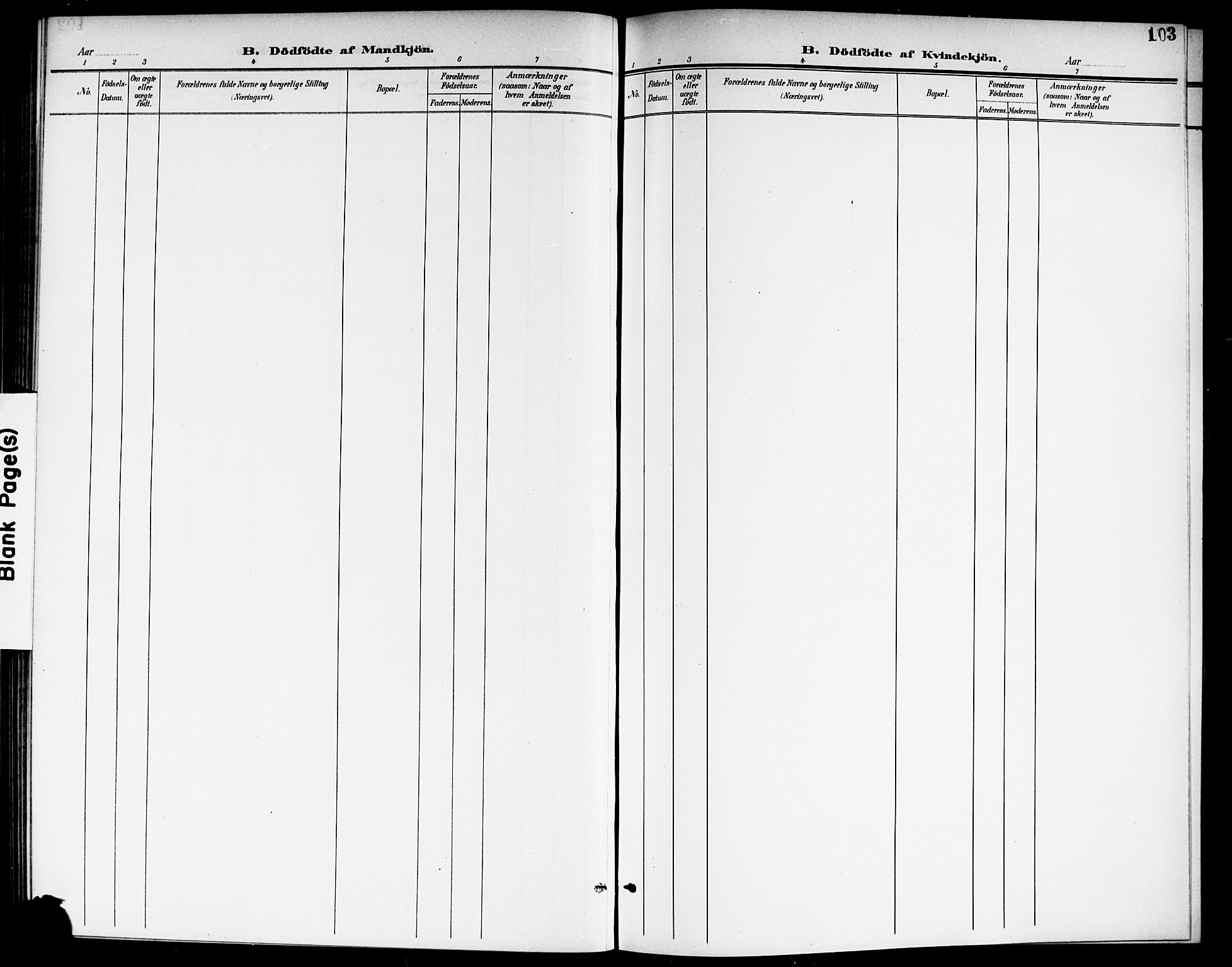 Aurskog prestekontor Kirkebøker, SAO/A-10304a/G/Ga/L0004: Klokkerbok nr. I 4, 1901-1921, s. 103