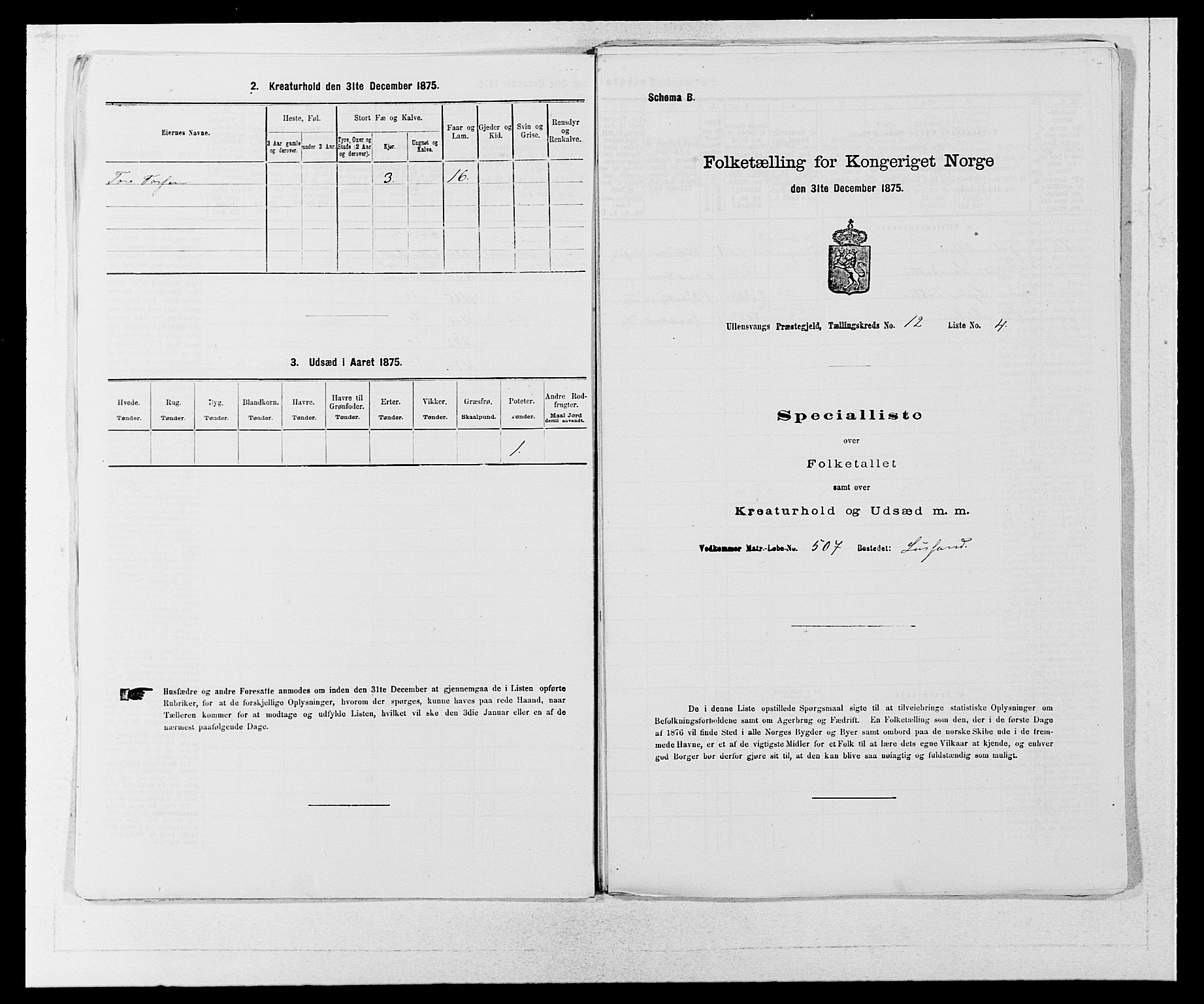 SAB, Folketelling 1875 for 1230P Ullensvang prestegjeld, 1875, s. 1225