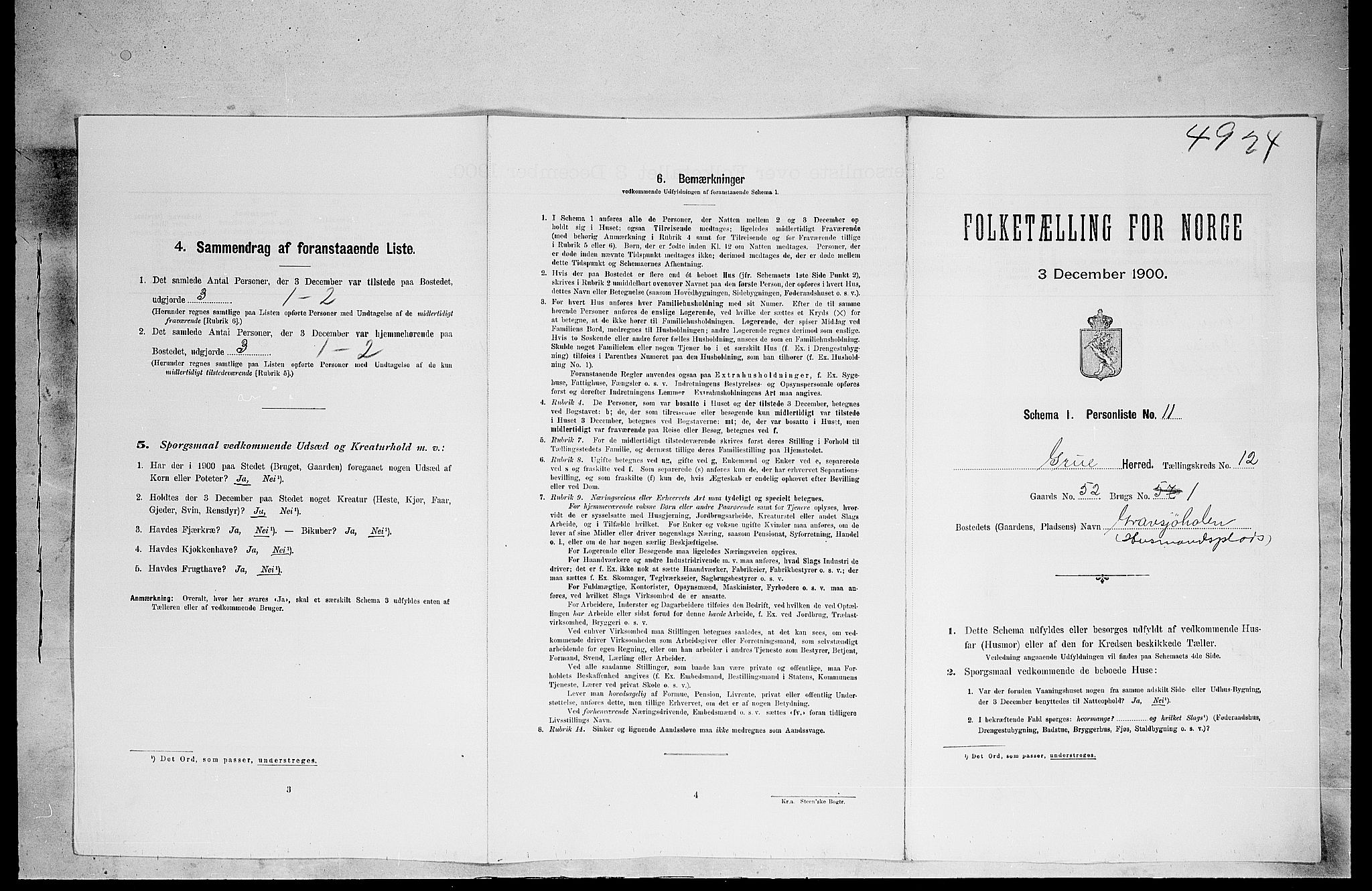 SAH, Folketelling 1900 for 0423 Grue herred, 1900, s. 1855