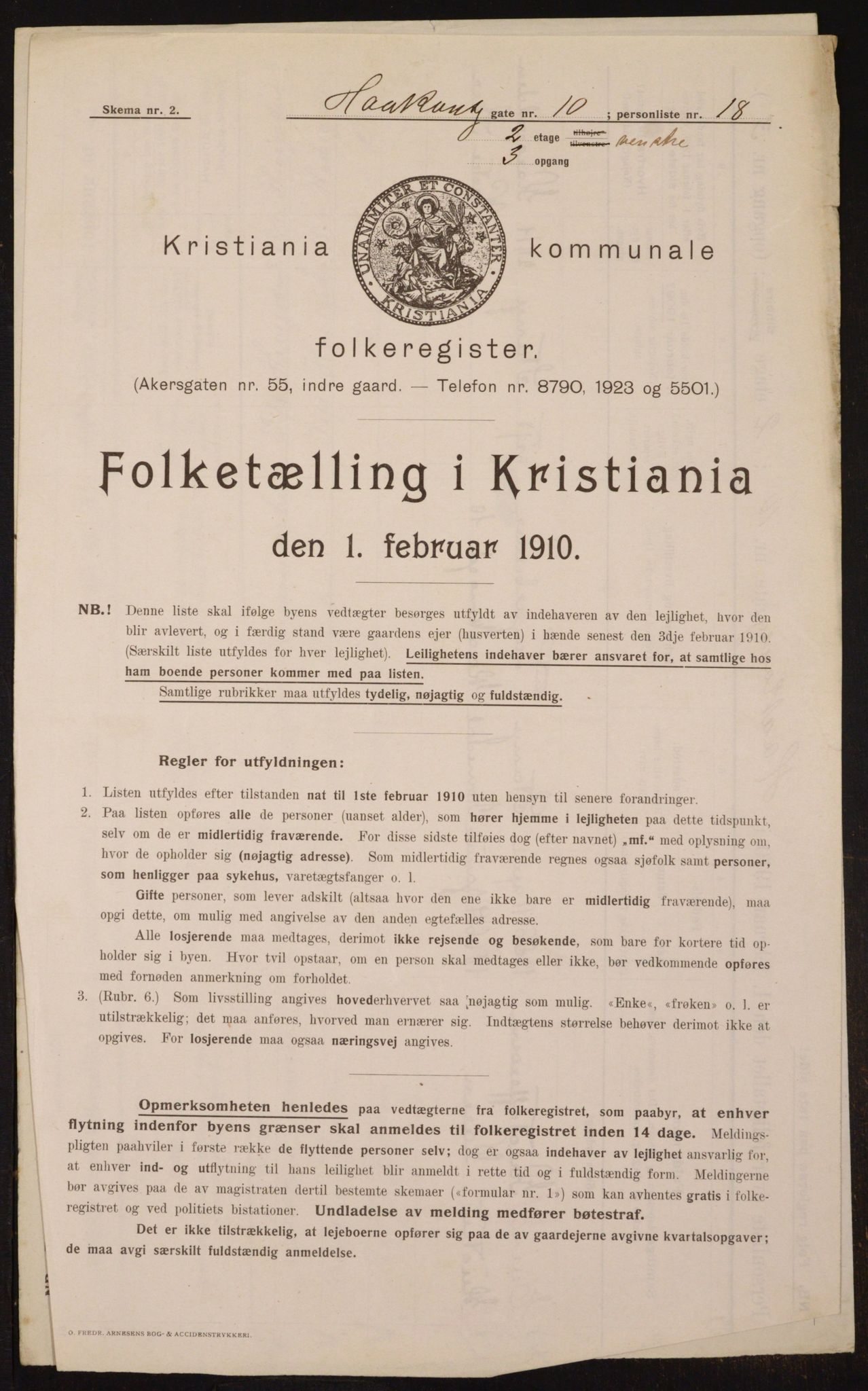 OBA, Kommunal folketelling 1.2.1910 for Kristiania, 1910, s. 41852