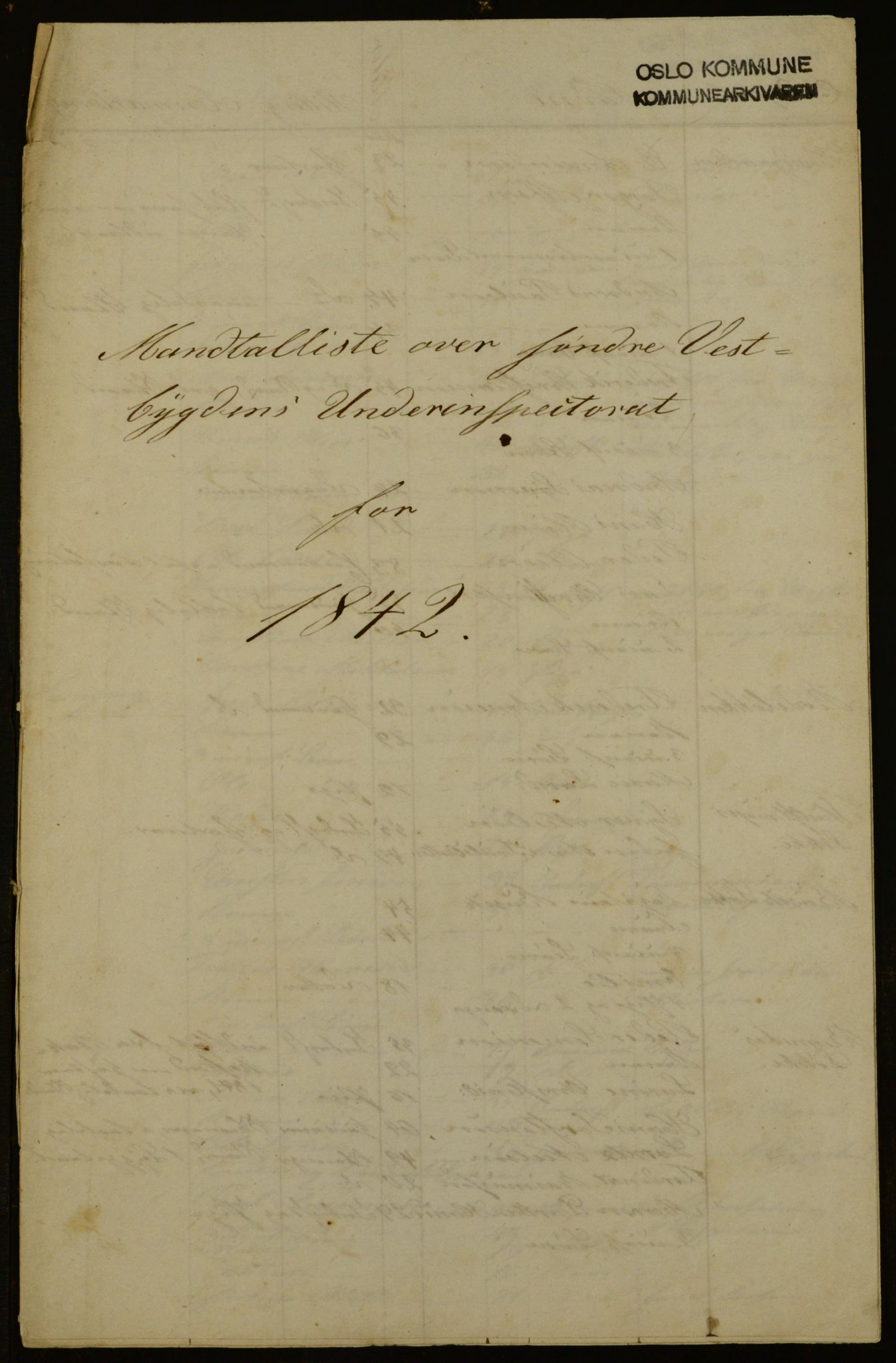 OBA, Manntall for Aker 1842, 1842
