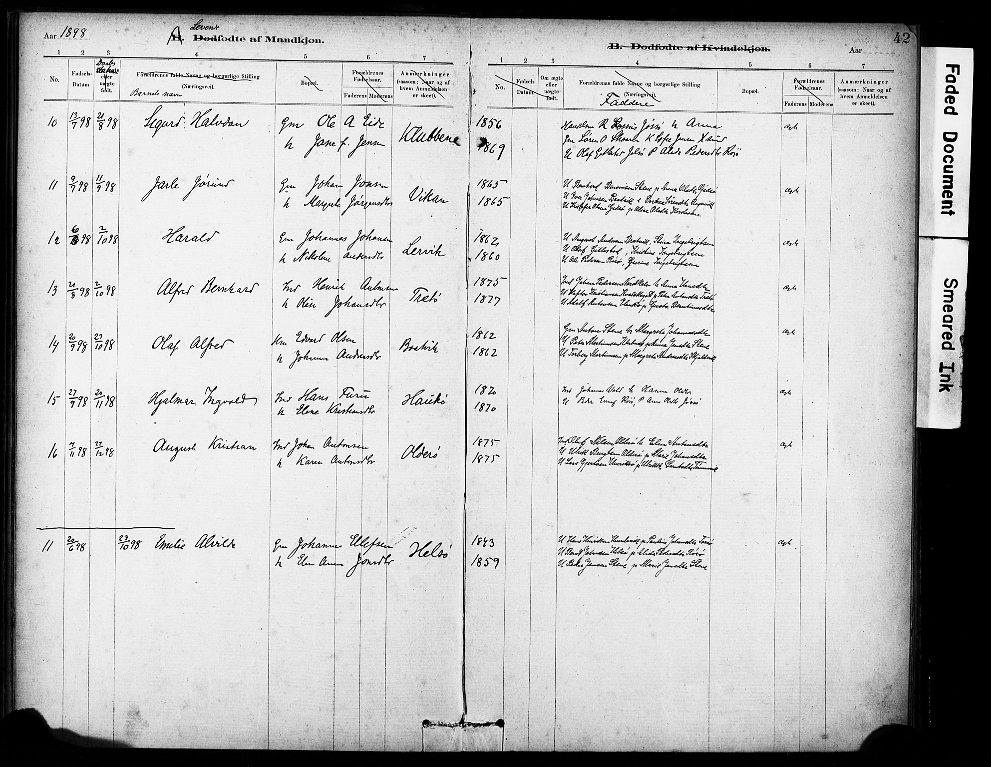 Ministerialprotokoller, klokkerbøker og fødselsregistre - Sør-Trøndelag, AV/SAT-A-1456/635/L0551: Ministerialbok nr. 635A01, 1882-1899, s. 42