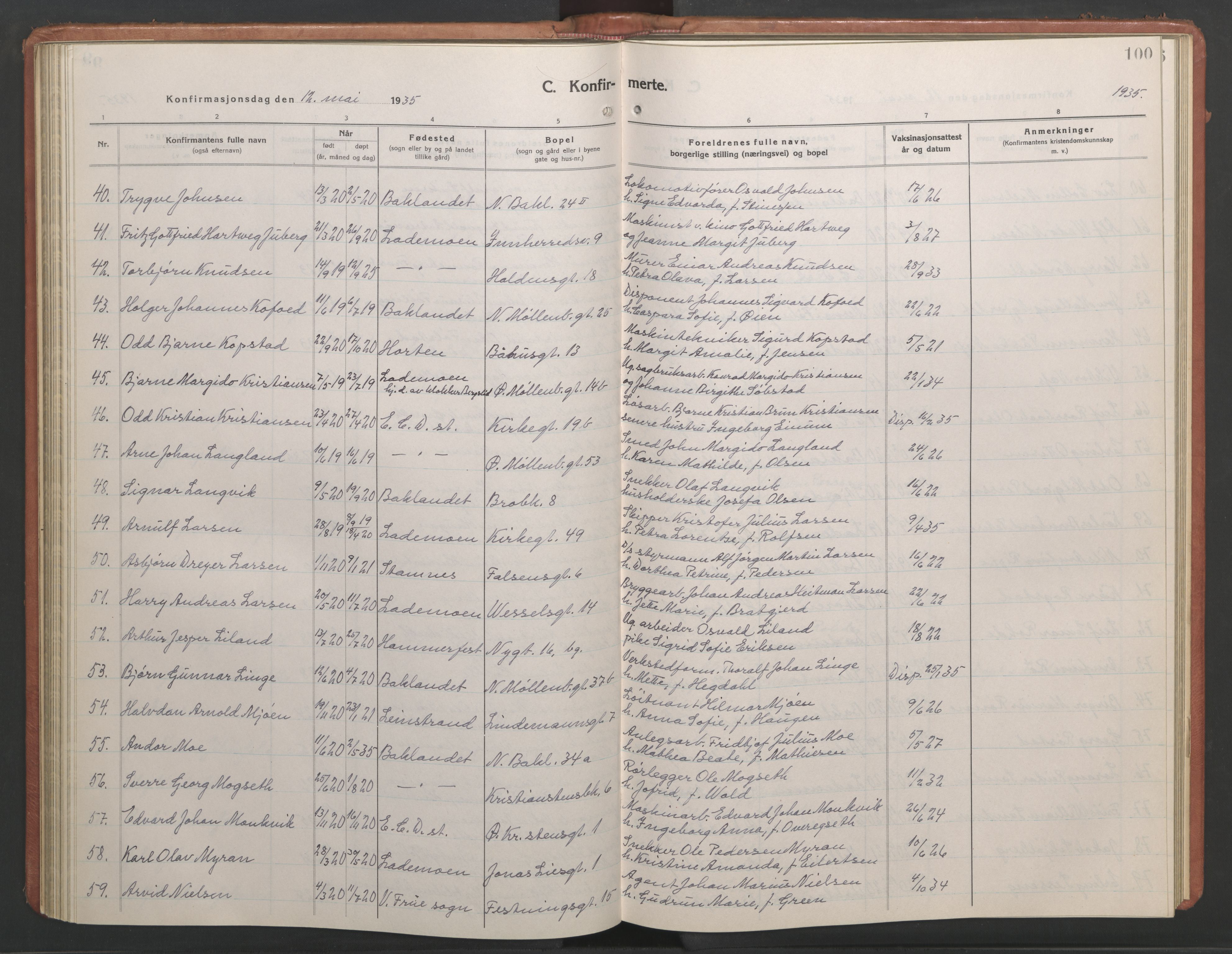 Ministerialprotokoller, klokkerbøker og fødselsregistre - Sør-Trøndelag, SAT/A-1456/604/L0228: Klokkerbok nr. 604C11, 1928-1950, s. 100