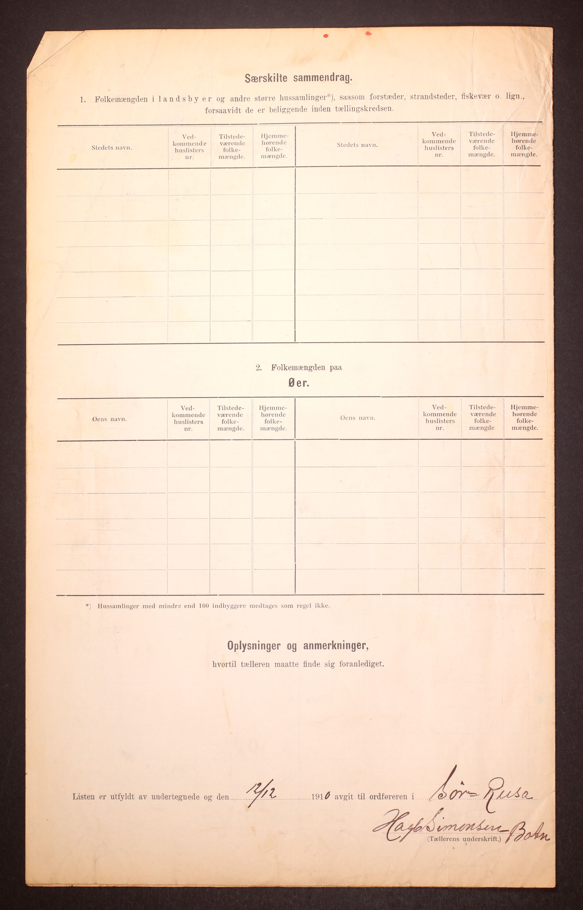 RA, Folketelling 1910 for 1925 Sørreisa herred, 1910, s. 6