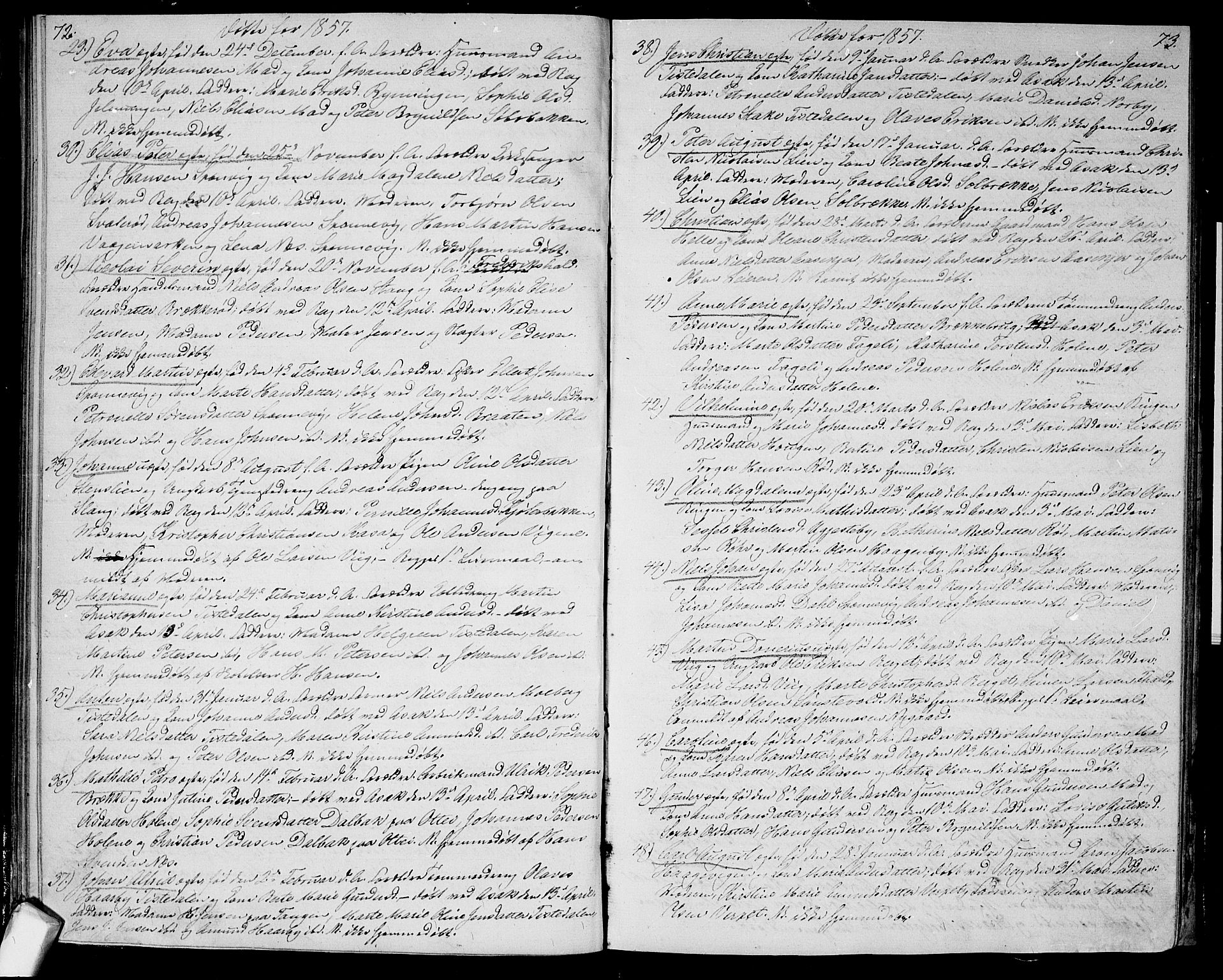 Berg prestekontor Kirkebøker, AV/SAO-A-10902/G/Ga/L0003: Klokkerbok nr.  I 3, 1850-1866, s. 72-73
