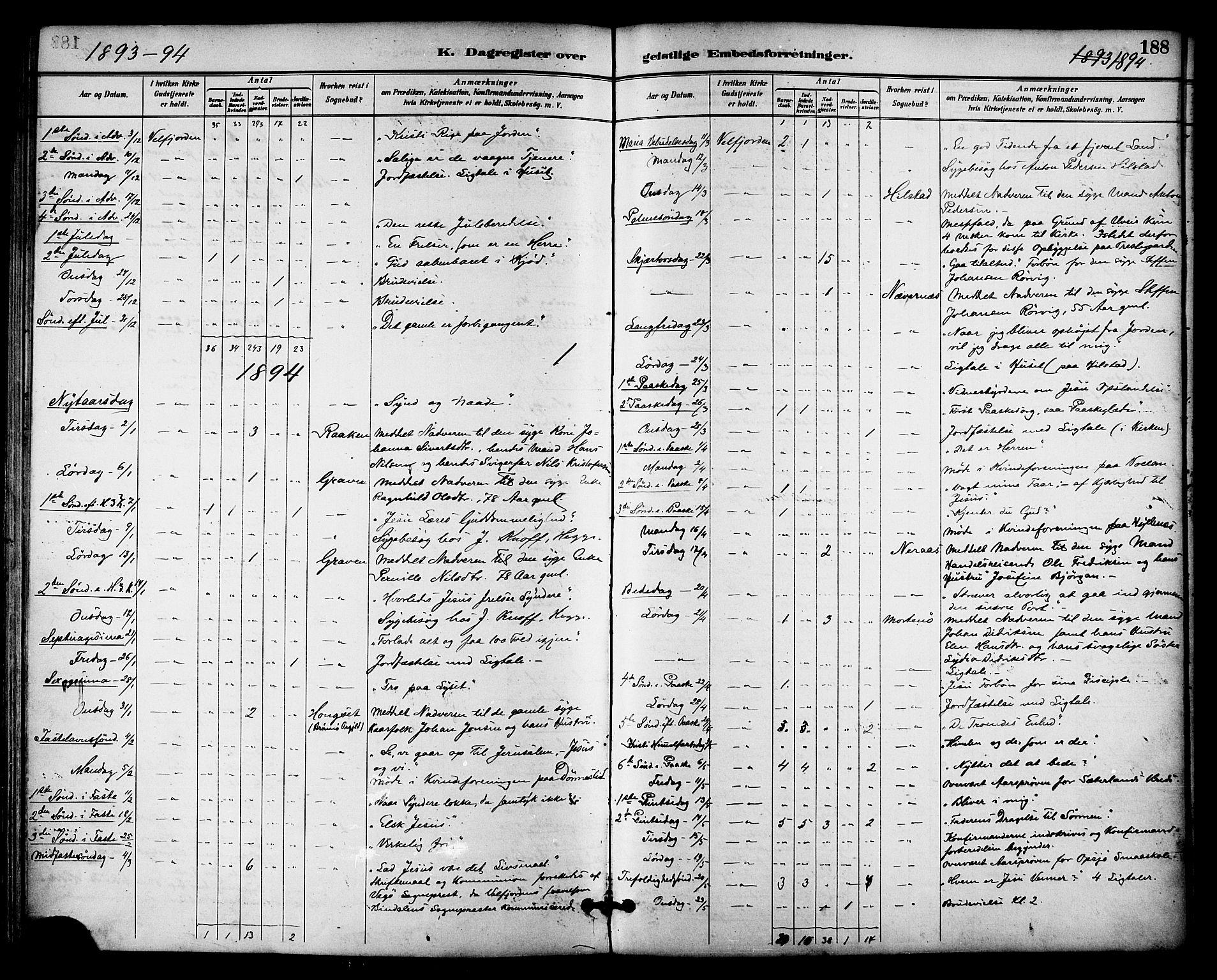 Ministerialprotokoller, klokkerbøker og fødselsregistre - Nordland, AV/SAT-A-1459/814/L0226: Ministerialbok nr. 814A07, 1886-1898, s. 188