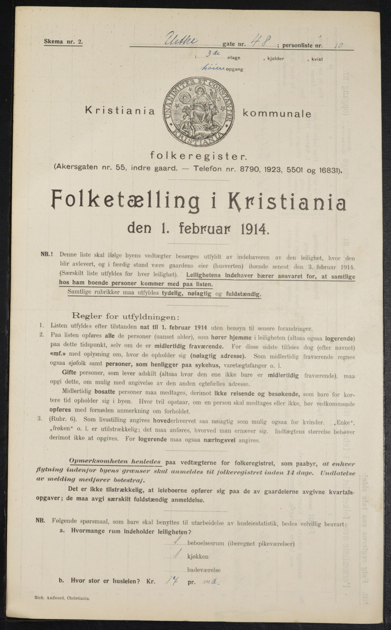 OBA, Kommunal folketelling 1.2.1914 for Kristiania, 1914, s. 122336